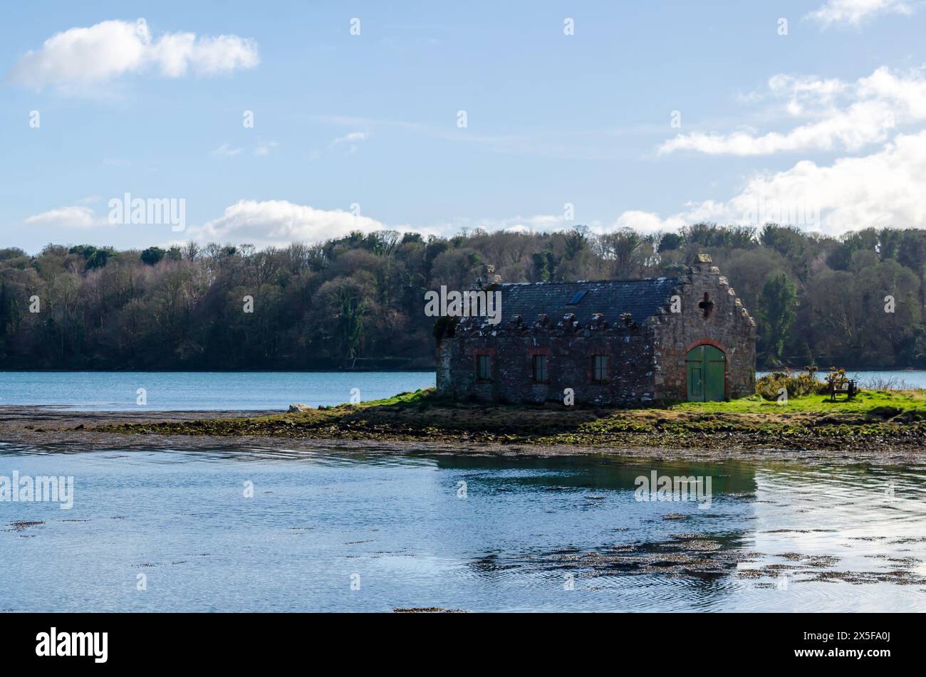 Castleward County Down Northern Ireland March 15 2024 - Abandoned boathouse on the shores of Strangford Lough Stock Photo
