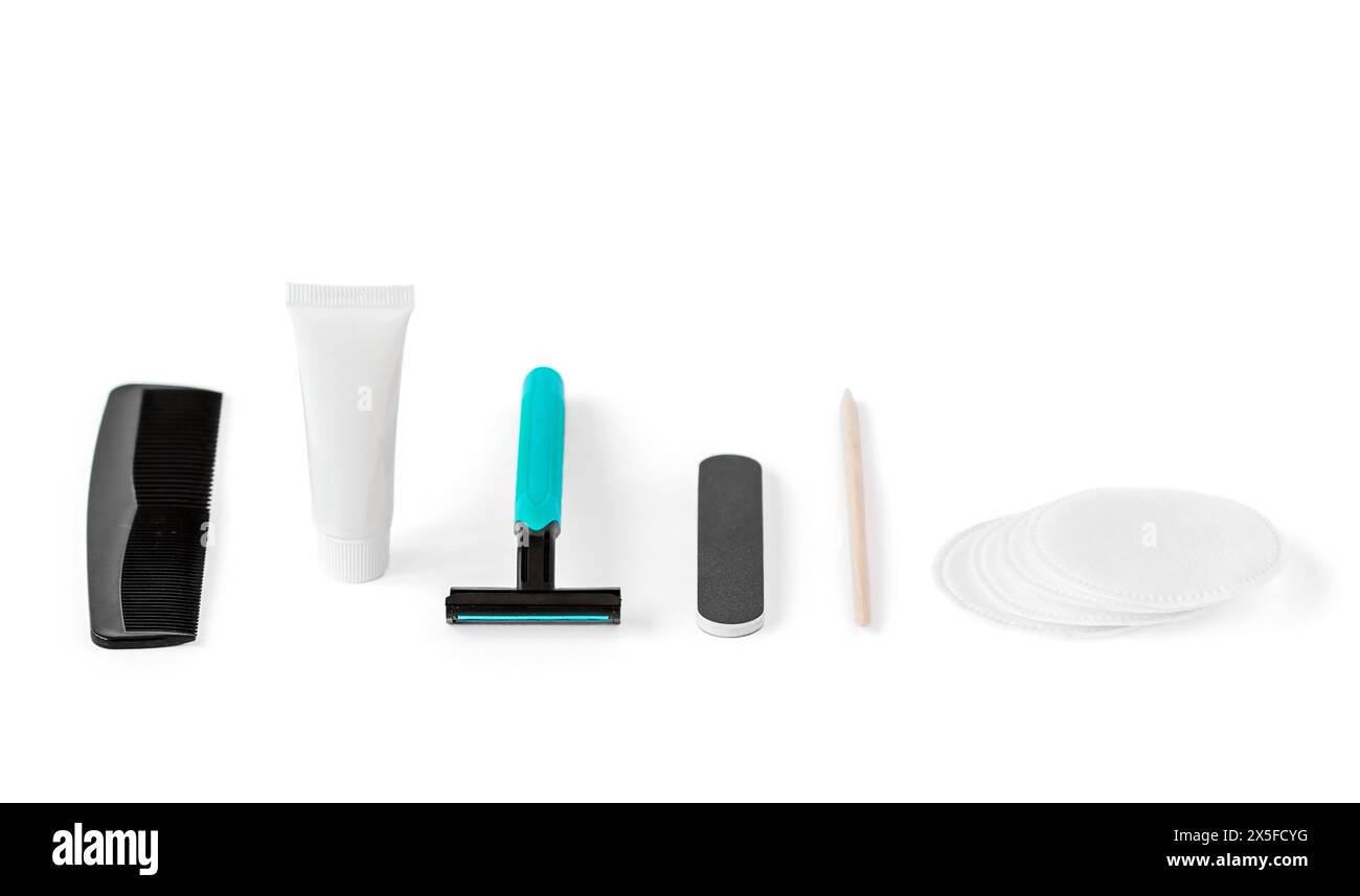 Luxury Hotel Essentials: Elegant Hygiene Products. Hotel Bath Essentials. Stock Photo