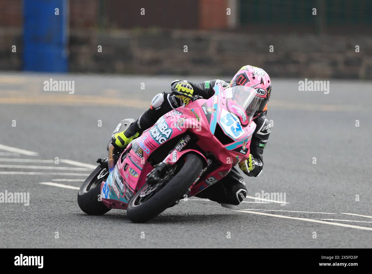 9th May 2024; Briggs EquipmentNorth West 200 Motorcycle Race, Portrush, Antrim, Northern Ireland; North West 200 Qualifying and Races; Wayne Bourgeais, from France, powers his Basomba Racing Yamaha round the NorthWest200 course during SuperSport qualifying Stock Photo
