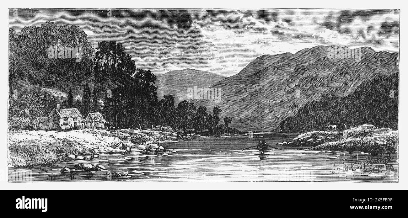 The River Wye between Monmouth and Chepstow. 19th century. Black and ...