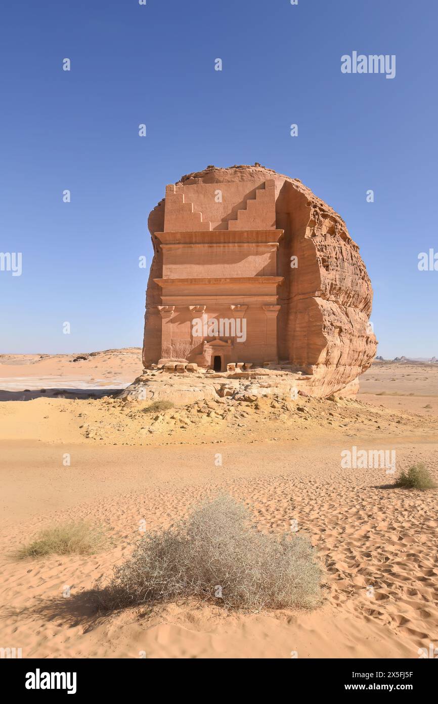 Hegra also known as Mada’in Salih[ is a archaeological site located in the area of Al-'Ula. A majority of the remains date from the Nabataean Kingdom. Stock Photo