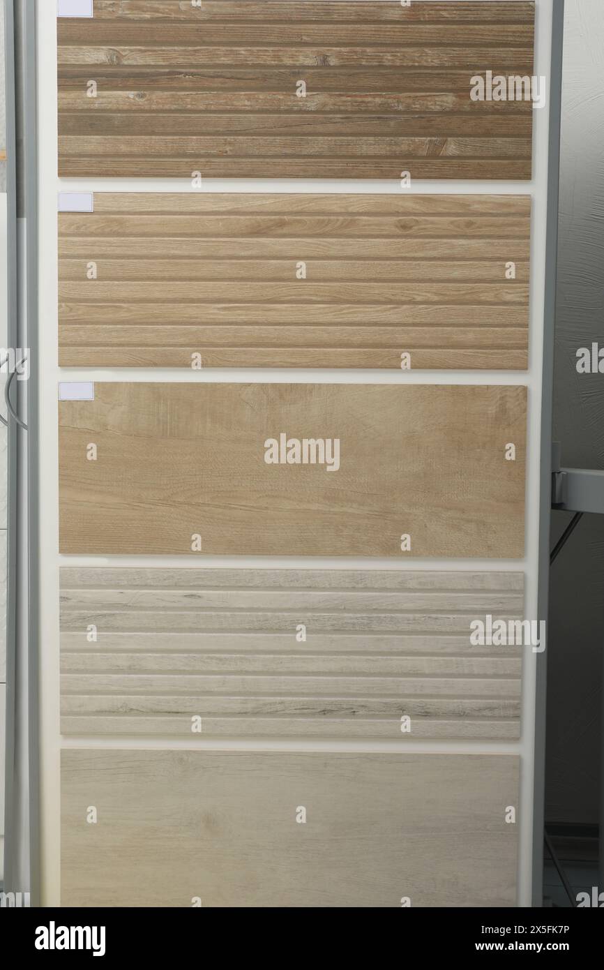 Samples of tile colors display in store Stock Photo - Alamy
