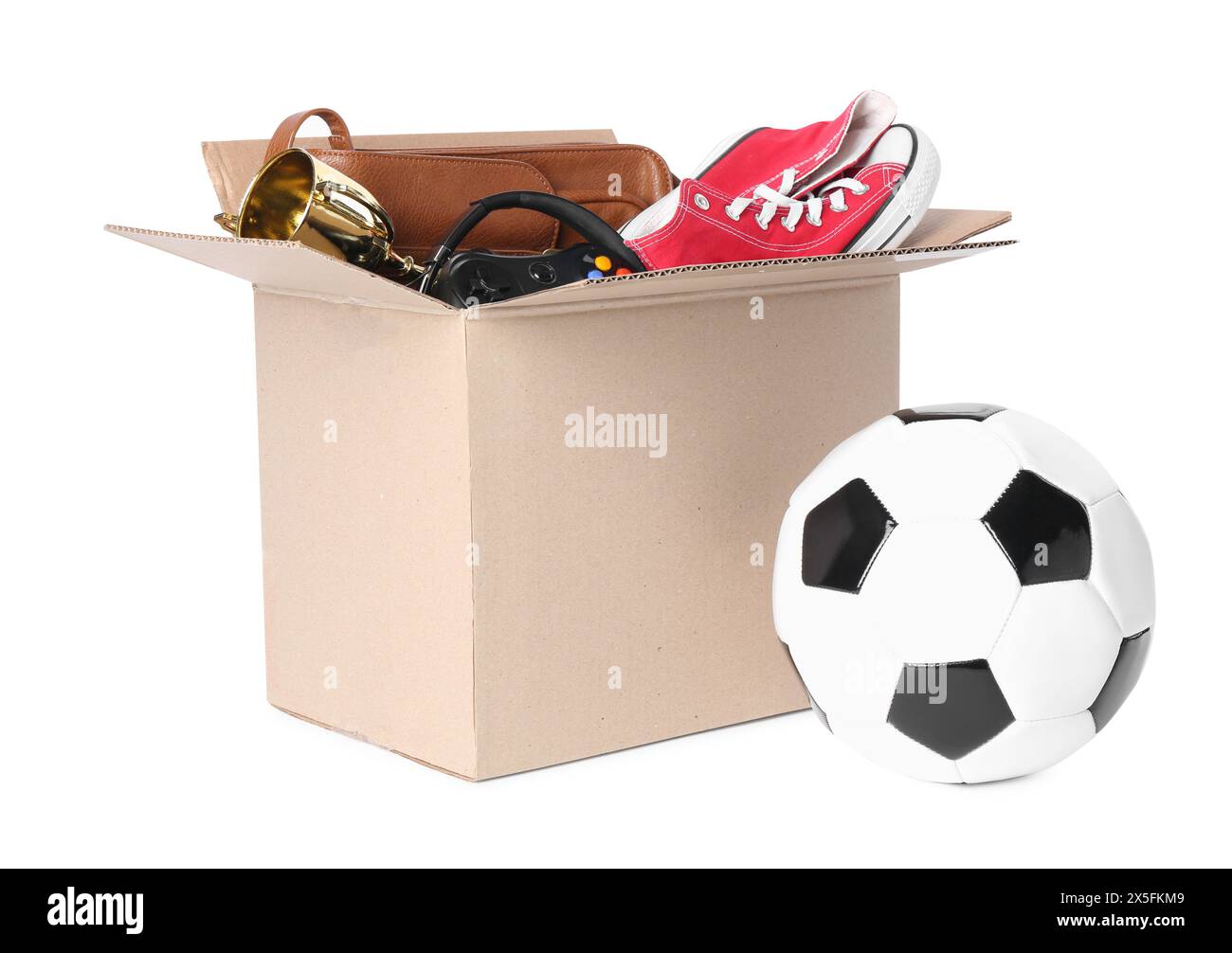Over Stuff Box Box with unwanted stuff isolated on white Stock Photo - Alamy