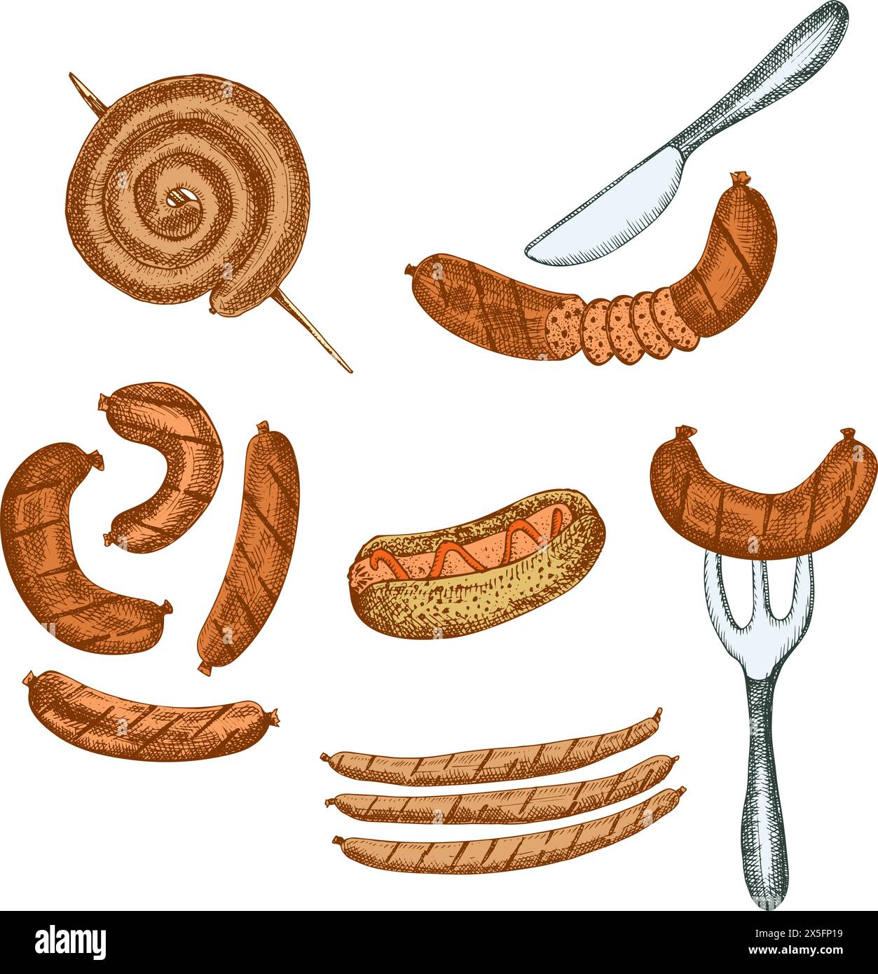 Oktoberfest food. Vector illustration of snack for beer barbeque