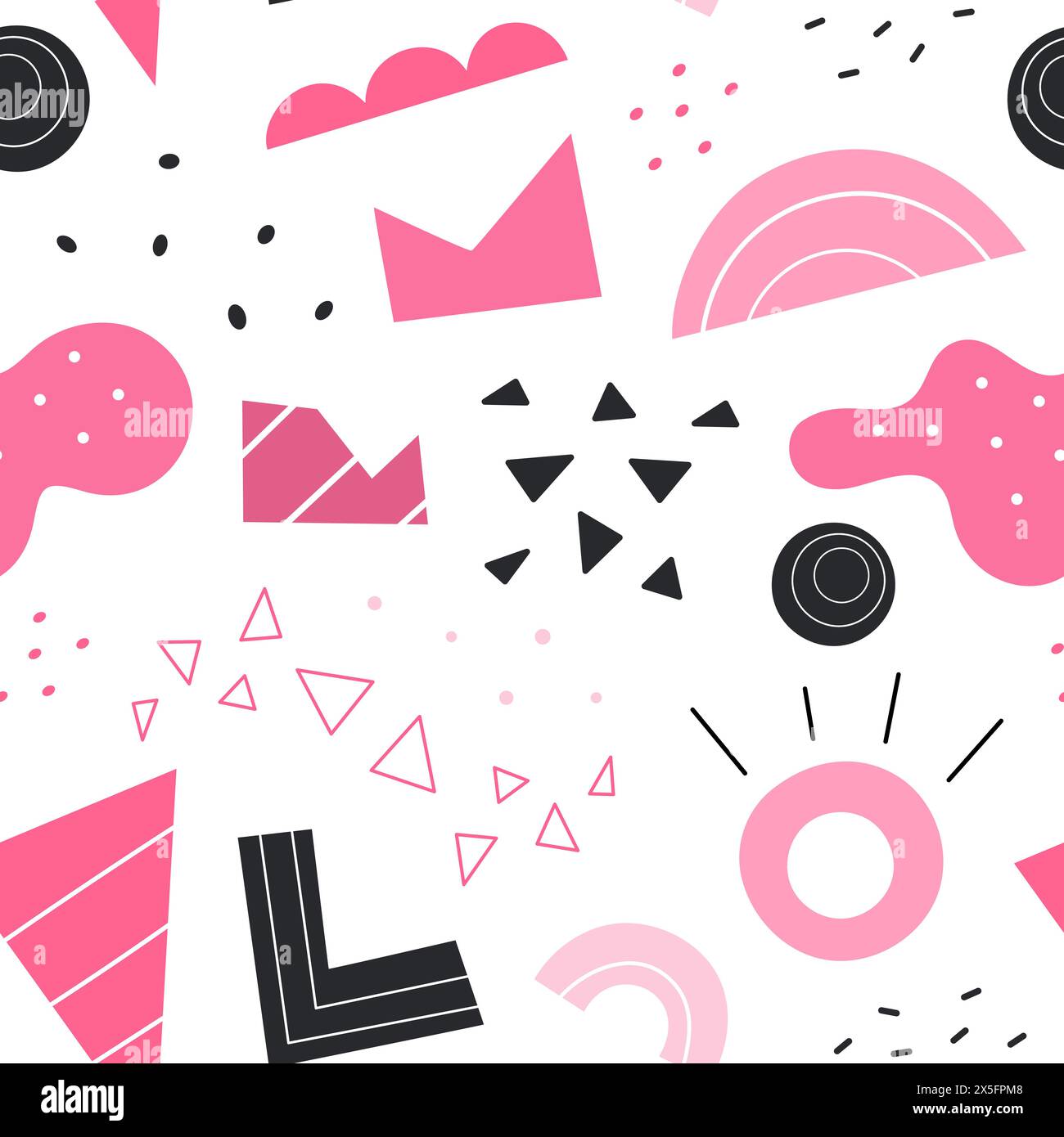 Abstract geometric shapes seamless pattern. Vector Hand drawn various ...