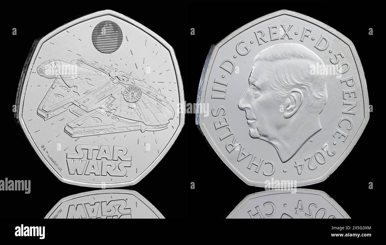 One of the Star Wars 50p 2025 series featuring the Millennium Falcon on
