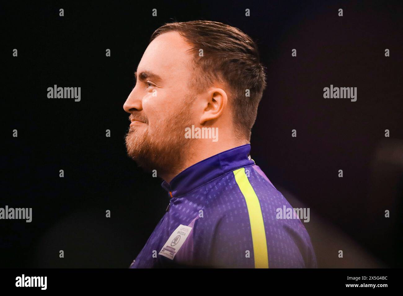 Leeds, UK. 09th May, 2024. Luke Littler smiles reacts during the 2024