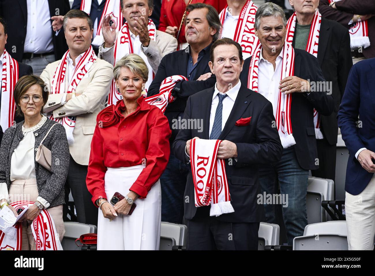 Brussels, Belgium. 09th May, 2024. Ria Gheysens and Antwerp owner Paul Gheysens pictured at the start of the match between RUSG Royale Union Saint-Gilloise vs RAFC Royal Antwerp FC, the final of the Belgian Croky Cup, at the King Baudouin stadium in Brussels, Thursday 09 May 2024. BELGA PHOTO TOM GOYVAERTS Credit: Belga News Agency/Alamy Live News Stock Photo