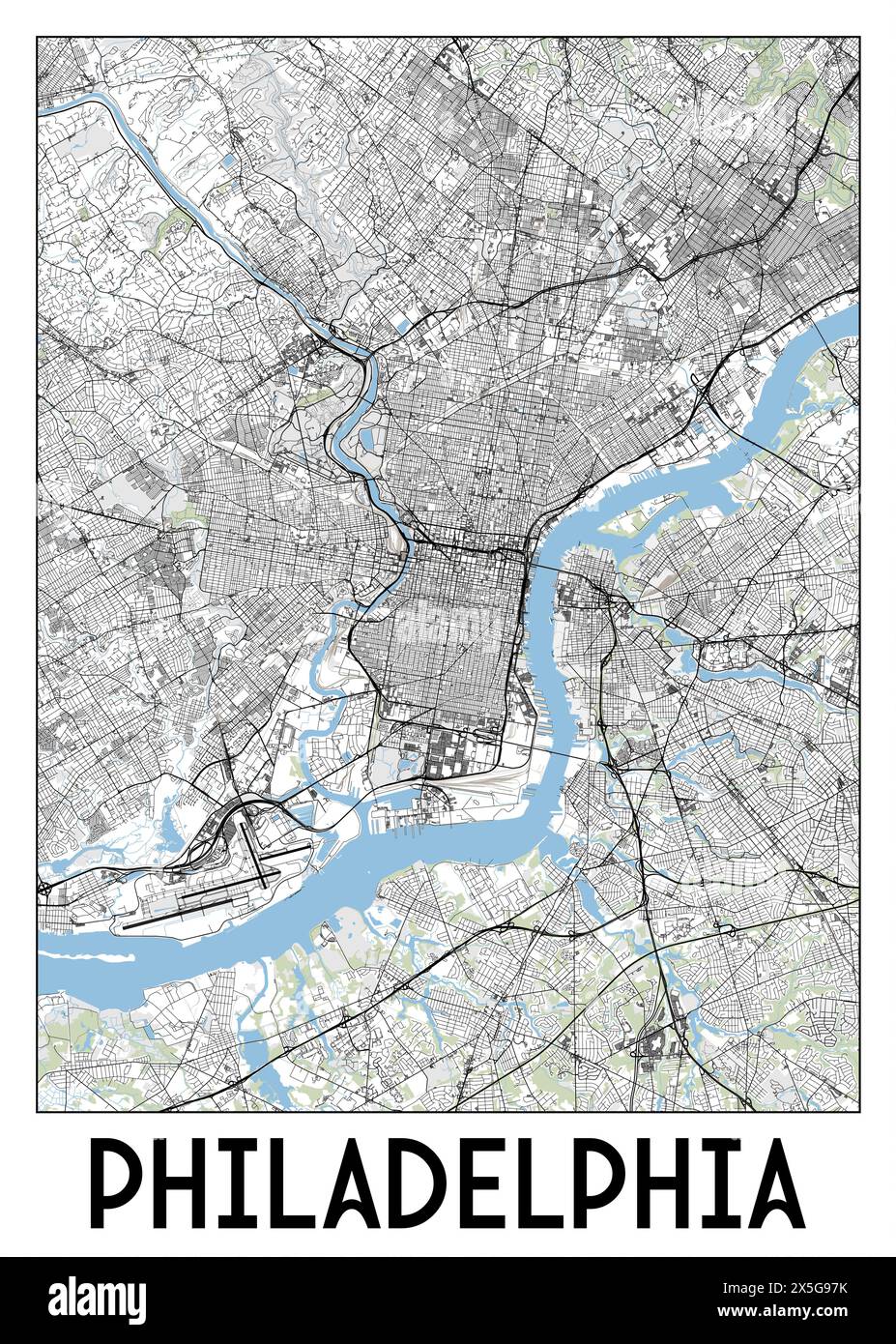 Philadelphia Pennsylvania USA Map Poster Art Stock Vector Image Art Philadelphia Pennsylvania Usa Map Poster Art 2X5G97K