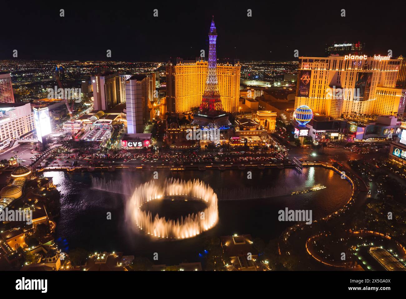 Vibrant Aerial Night View of Iconic Las Vegas Strip at Night Stock ...