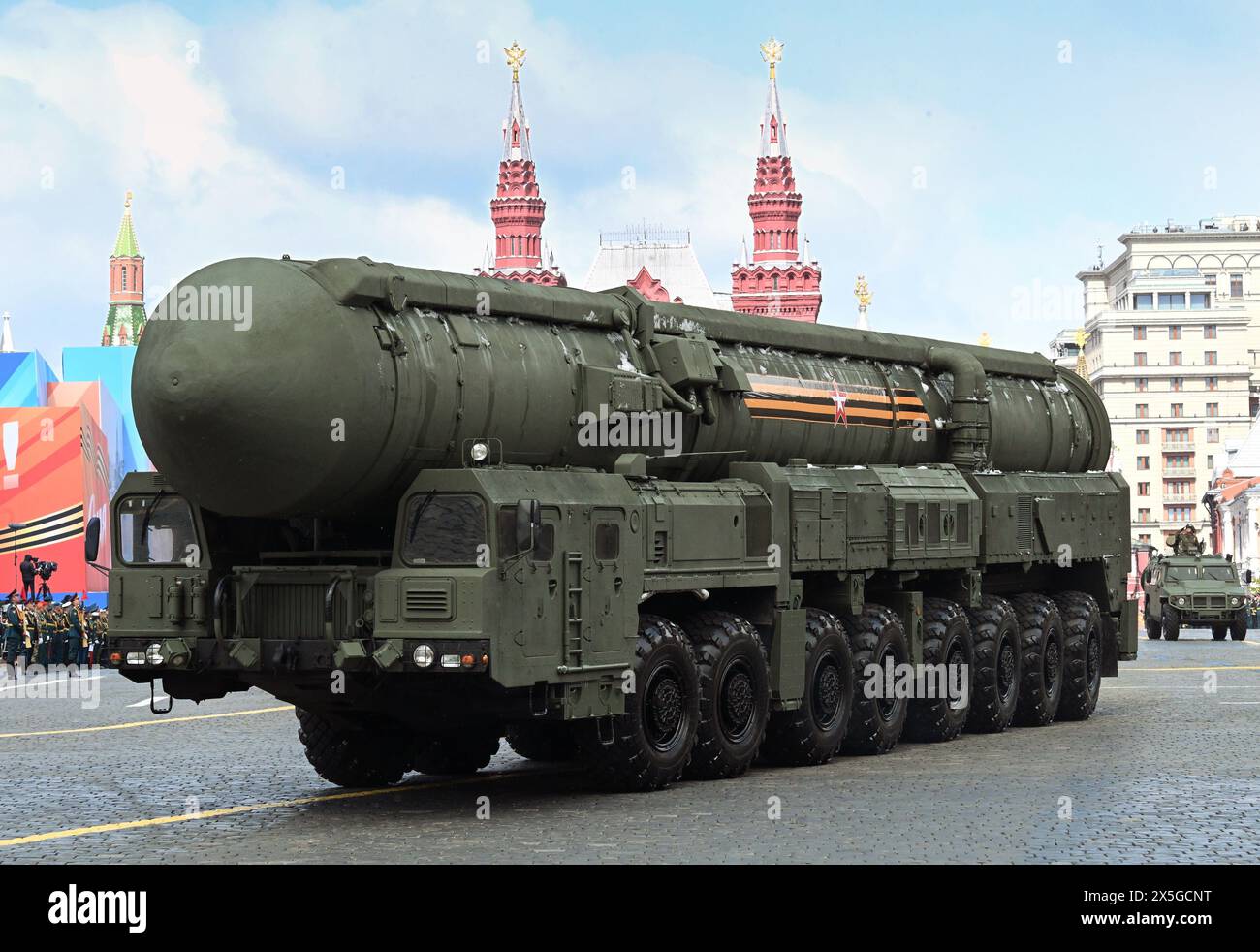 Moscow, Russia. 09th May, 2024. Military parade on Red Square dedicated to the 79th anniversary of Victory in the Great Patriotic War. The Yars missile system during the parade. 09.05.2024 Russia, Moscow Photo credit: Dmitry Dukhanin/Kommersant/Sipa USA Credit: Sipa US/Alamy Live News Stock Photo