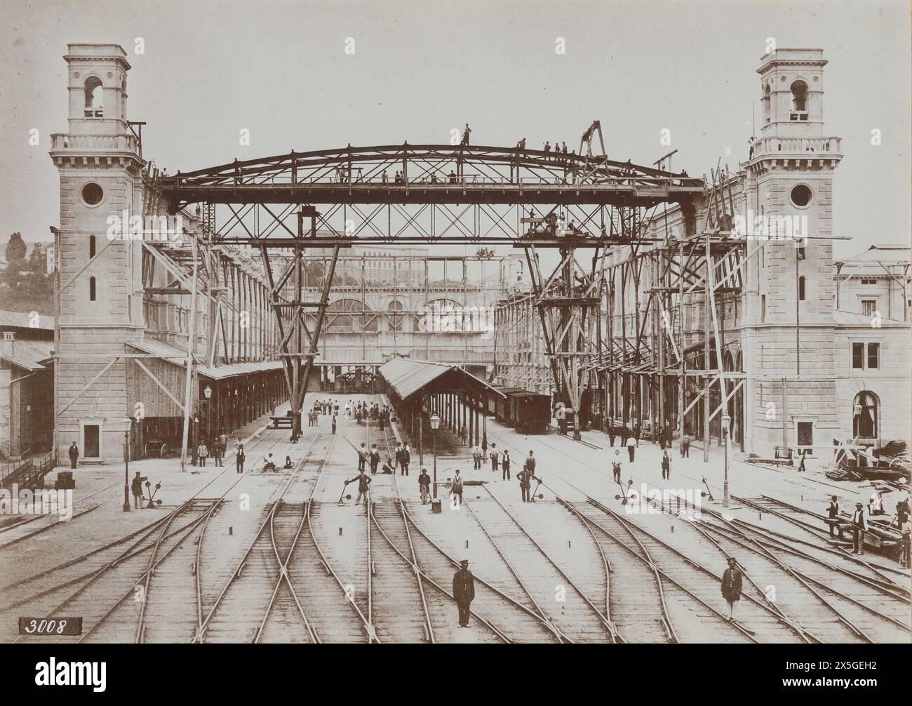 Vintage Photography  Zurich Train Station renovation circa 1867 Stock Photo