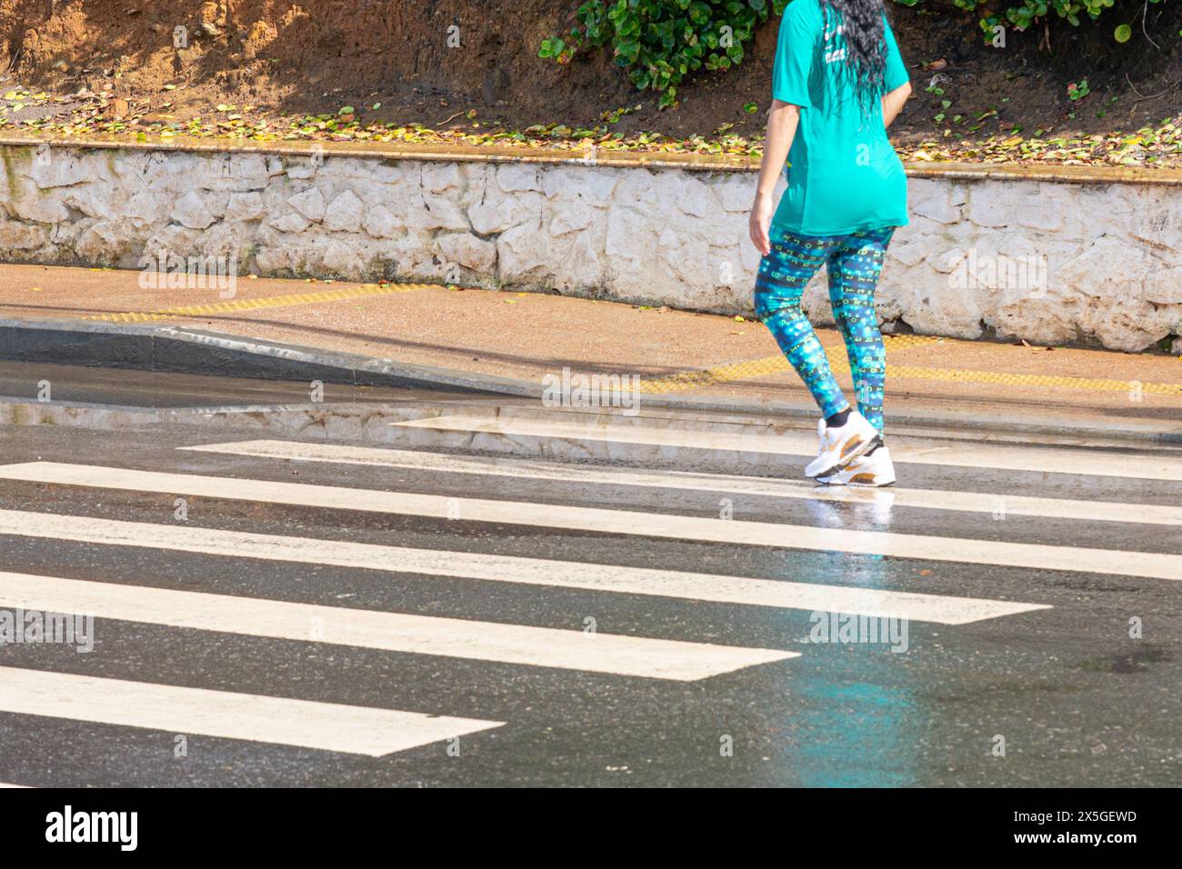 Salvador, Bahia, Brazil - September 15, 2019: An athlete is seen walking during a running competition in the city of Salvador, Bahia. Stock Photo