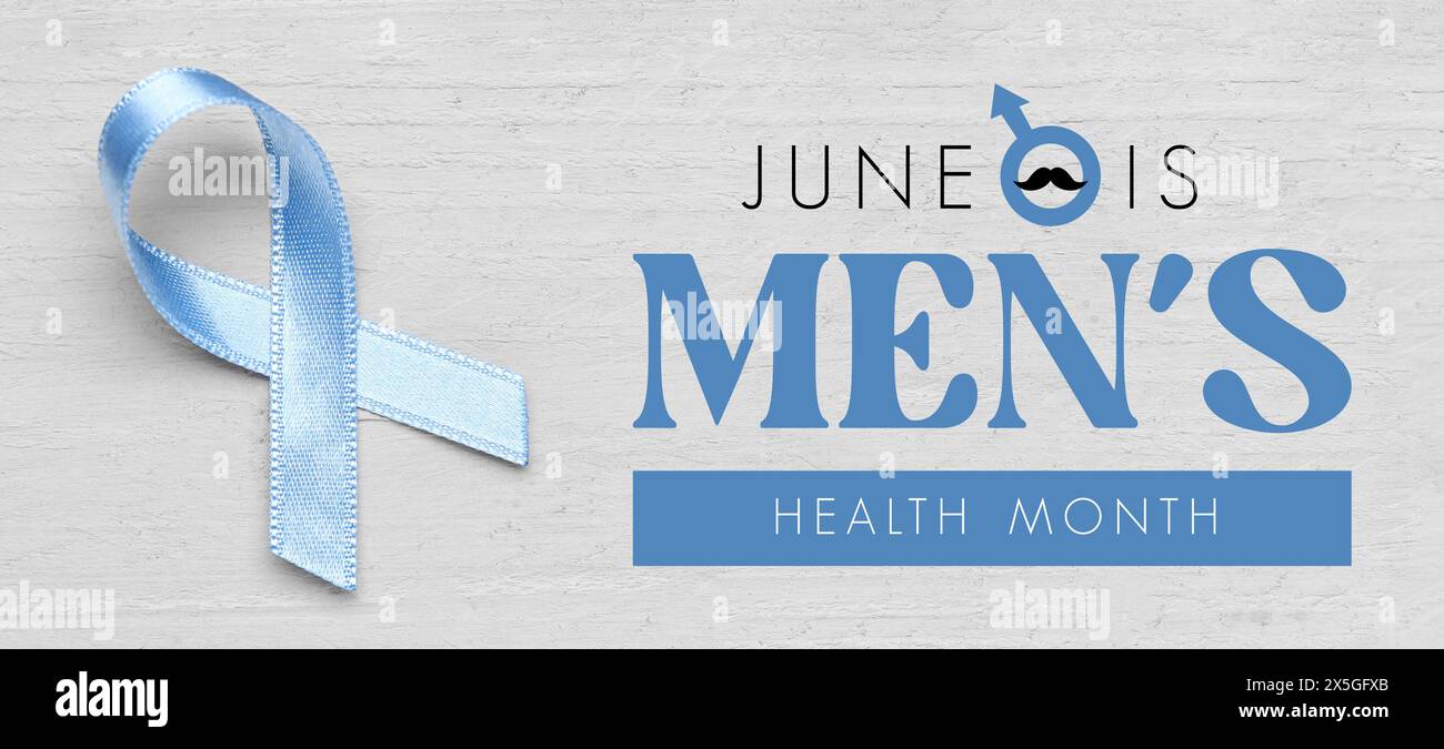 Banner for Men's Health Month with awareness ribbon Stock Photo - Alamy