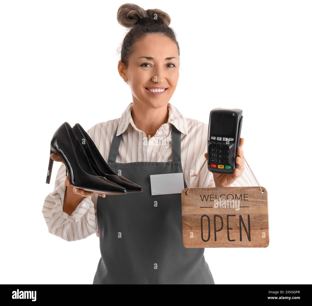 Shoemaker Open Sign Shoes payment hi-res stock photography and images - Alamy