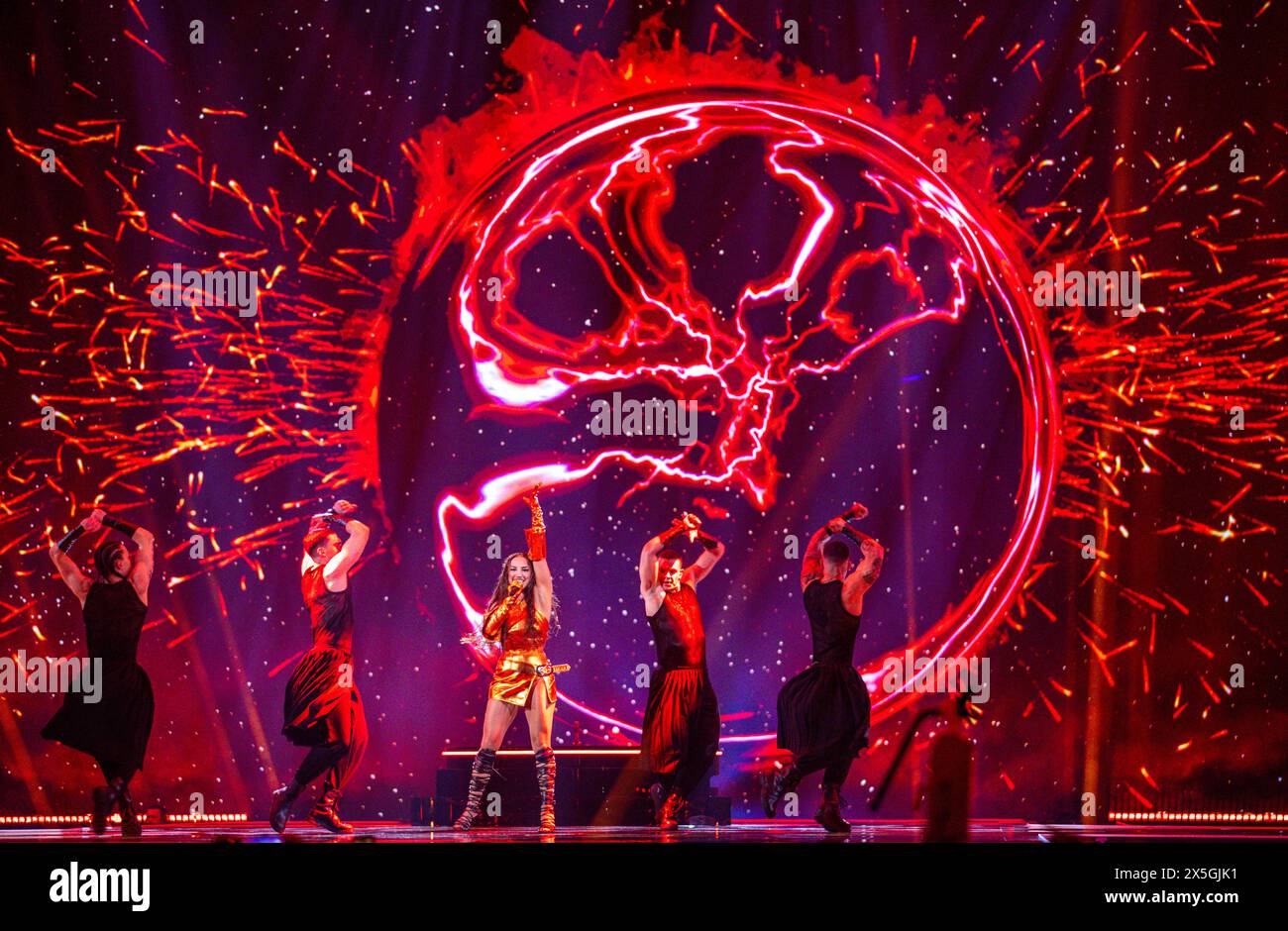 09 May 2024, Sweden, Malmö Nutsa Buzaladze from with the song "Fire Fighter" on the