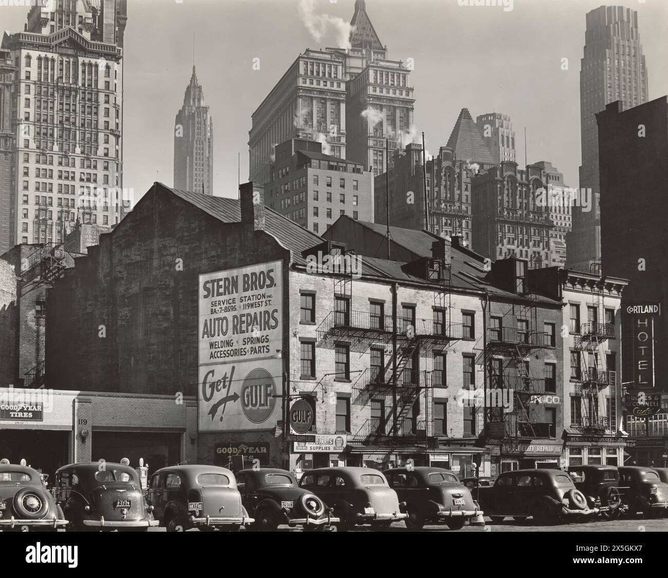 Vista from West Street, 115-119 West Street, New York City, New York, USA, Berenice Abbott, Federal Art Project, 'Changing New York', March 1938 Stock Photo