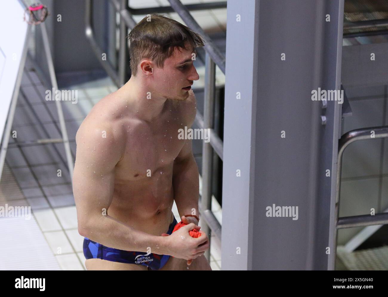 Berlin, Germany - March 24, 2024: Portrait of diver Jack LAUGHER of Great Britain seen during the Men's 3m Springboard Final of the World Aquatics Diving World Cup 2024 in Berlin, Germany Stock Photo