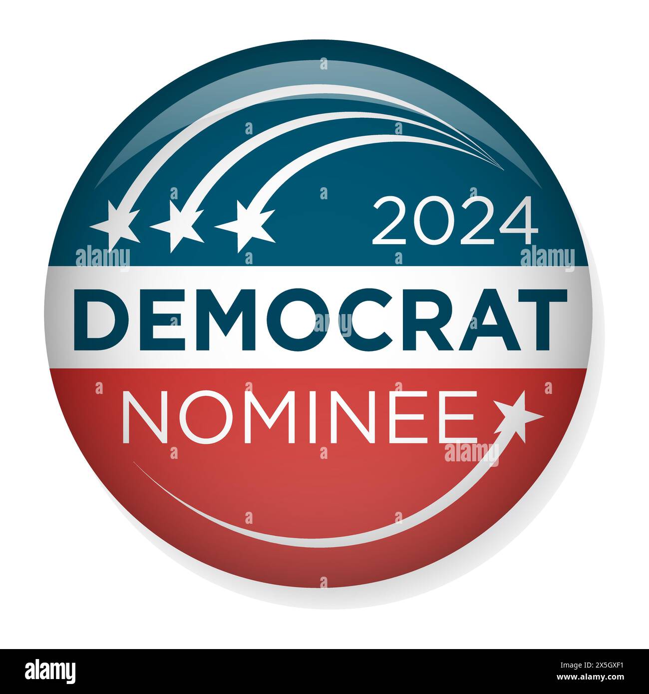 2024 Vote Democrat Design - Nominee Red white and Blue Stars and Stripes Stock Vector
