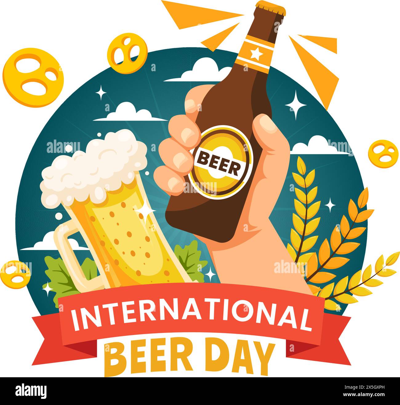 International Beer Day Vector Illustration on 5 August with Cheers Beers Celebration and Brewing in Flat Cartoon Background Design Stock Vector