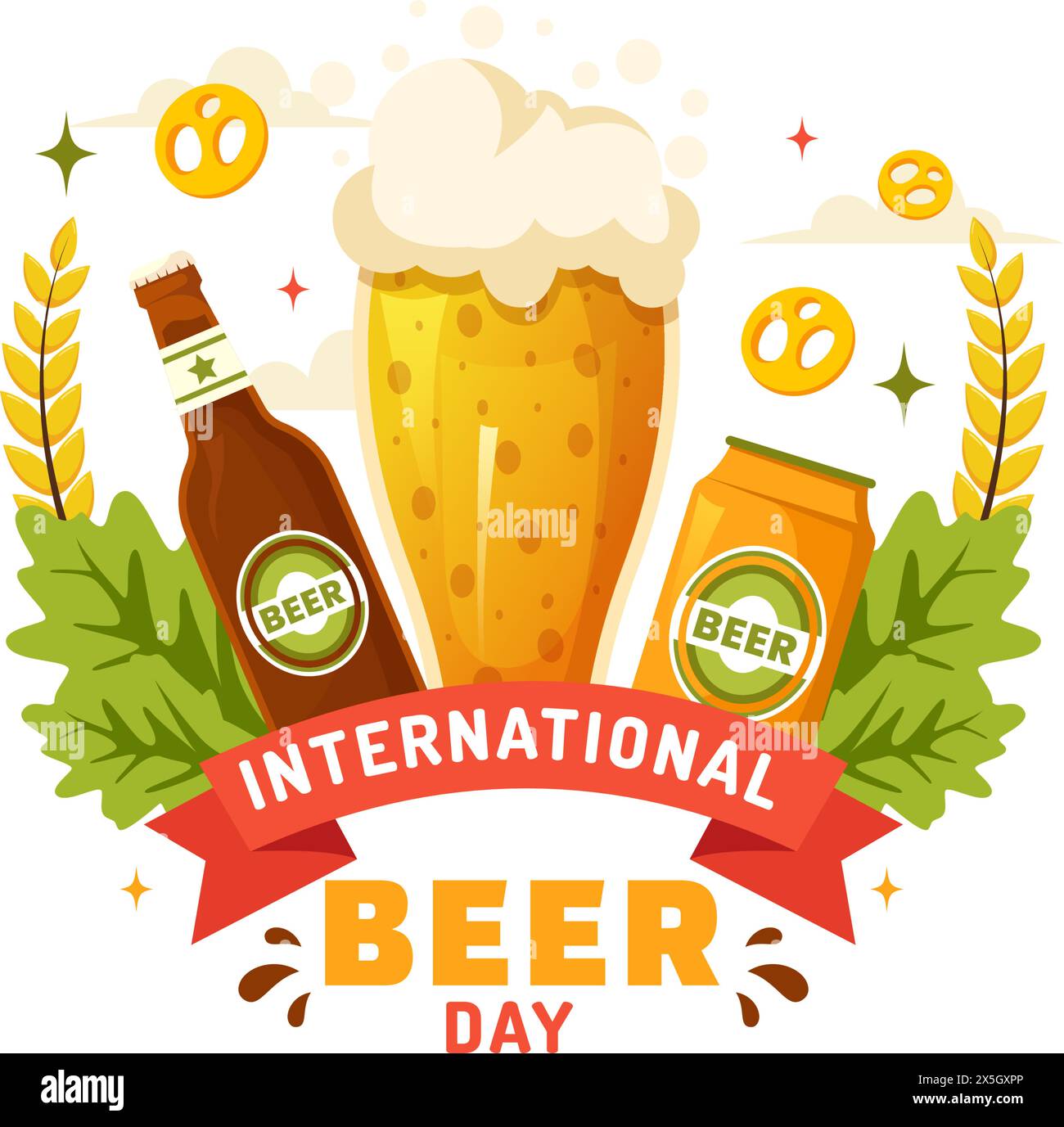International Beer Day Vector Illustration on 5 August with Cheers Beers Celebration and Brewing in Flat Cartoon Background Design Stock Vector