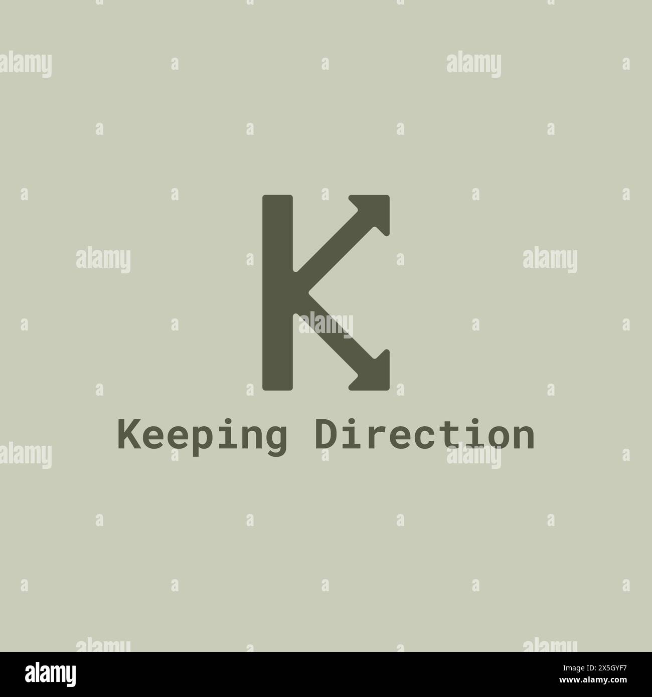K letter logo with two pointed arrows. Stock Vector
