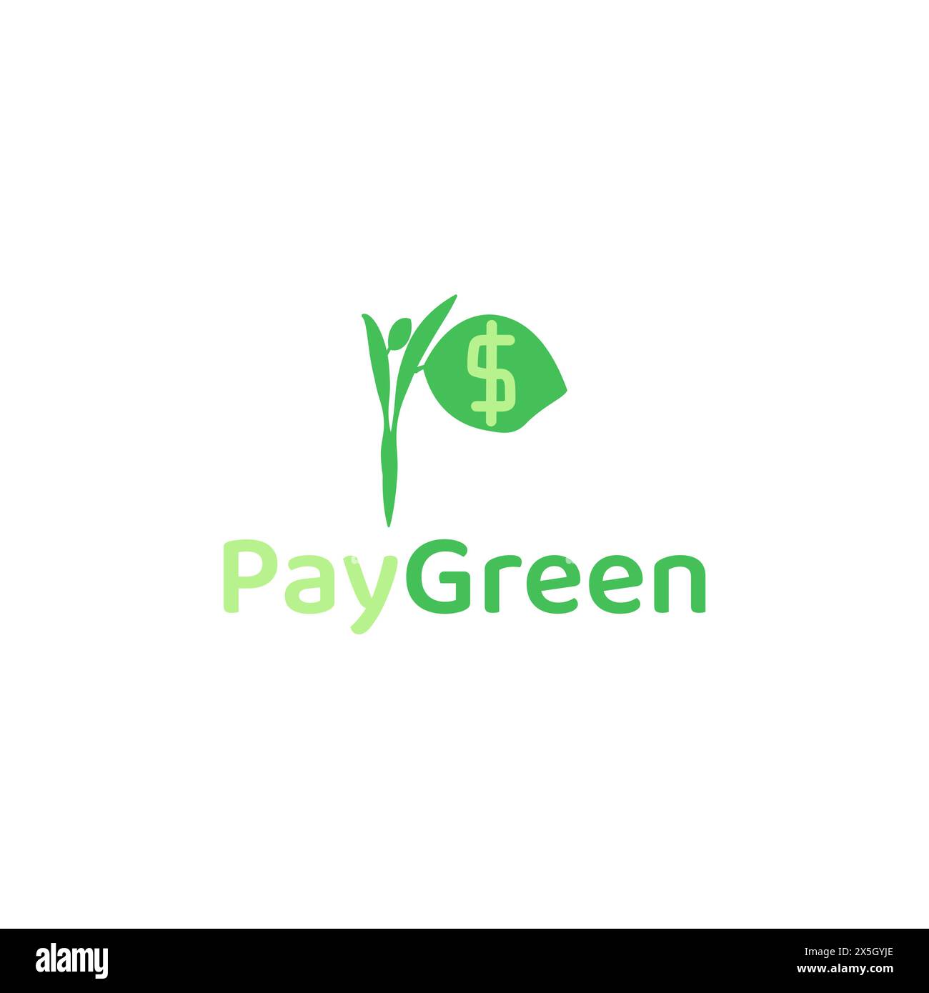 Payment application logo in the form of a combined leaf and currency, and forms the letter P. Stock Vector