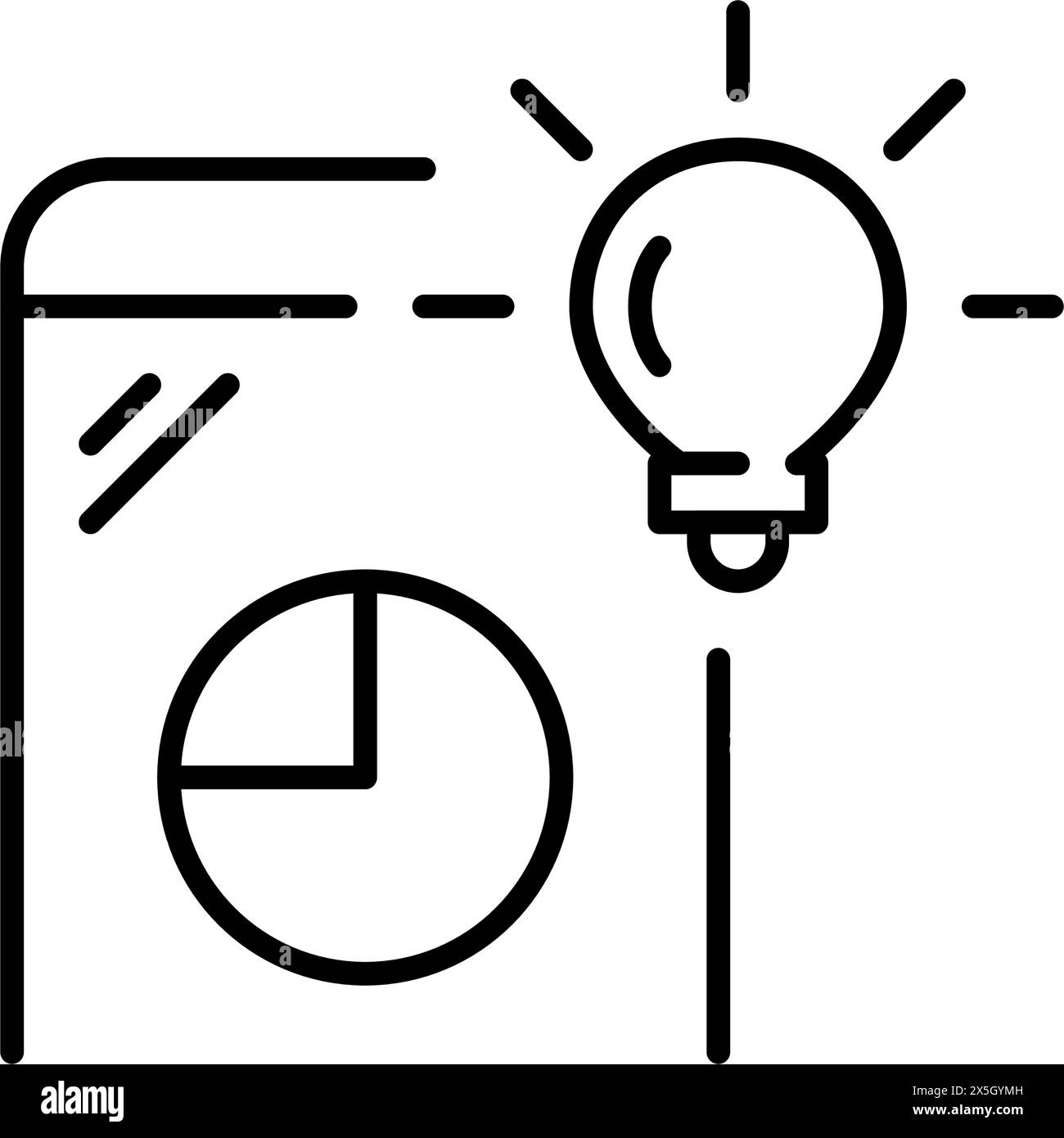 Smartphone with pie chart diagram and light bulb. Mobile data analytics inspiration. Pixel perfect, editable stroke vector icon Stock Vector