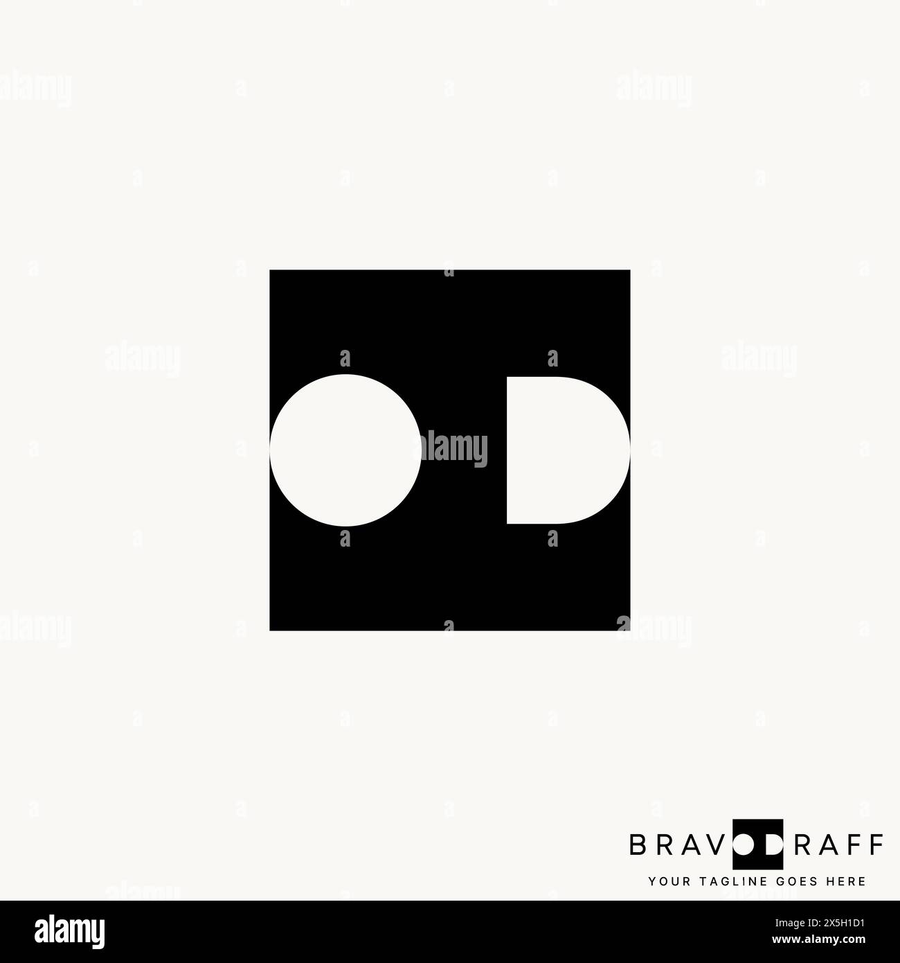 Logo design graphic concept creative vector premium stock abstract letter initial OD with negative space square. Related to monogram typography brand Stock Vector
