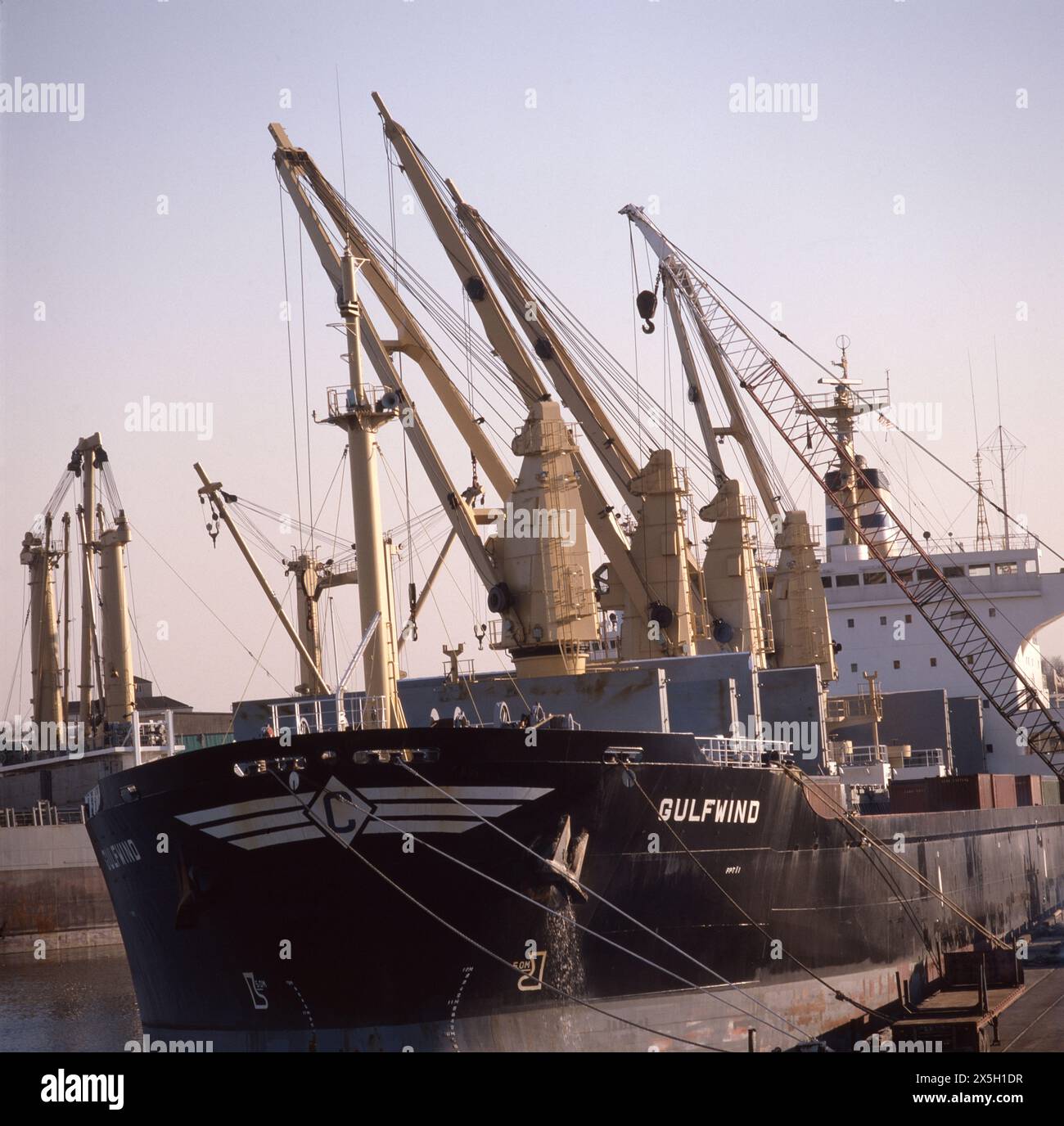 Cargo ships weighting to load cargo in Houston, Texas Stock Photo