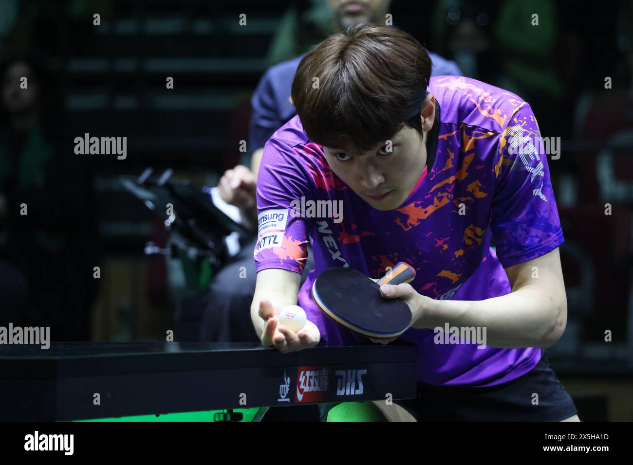 Jeddah, Saudi Arabia. 9th May, 2025. Cho Daeseong of South Korea serves