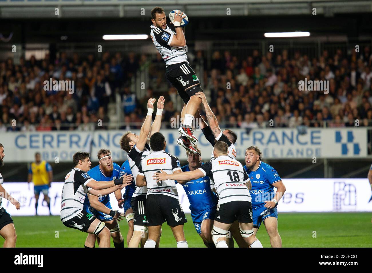 Vannes, France. 09th May, 2024. Nathan Fraissenon of Brive during the French championship Pro D2 rugby union match between RC Vannes and CA Brive on May 9, 2024 at La Rabine stadium in Vannes, France - Photo Damien Kilani/DK Prod/DPPI Credit: DPPI Media/Alamy Live News Stock Photo