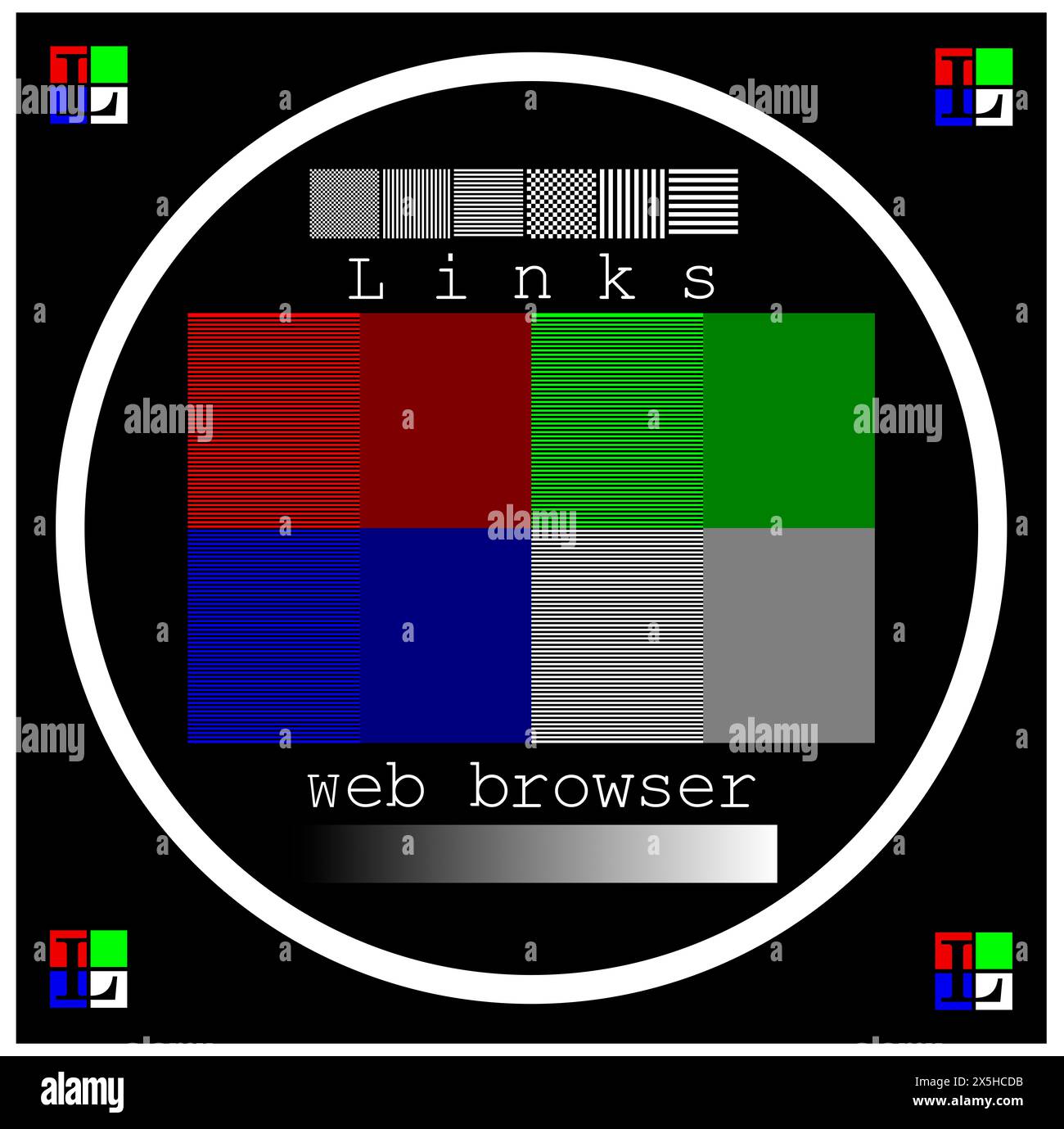 Links web browser test card Stock Photo