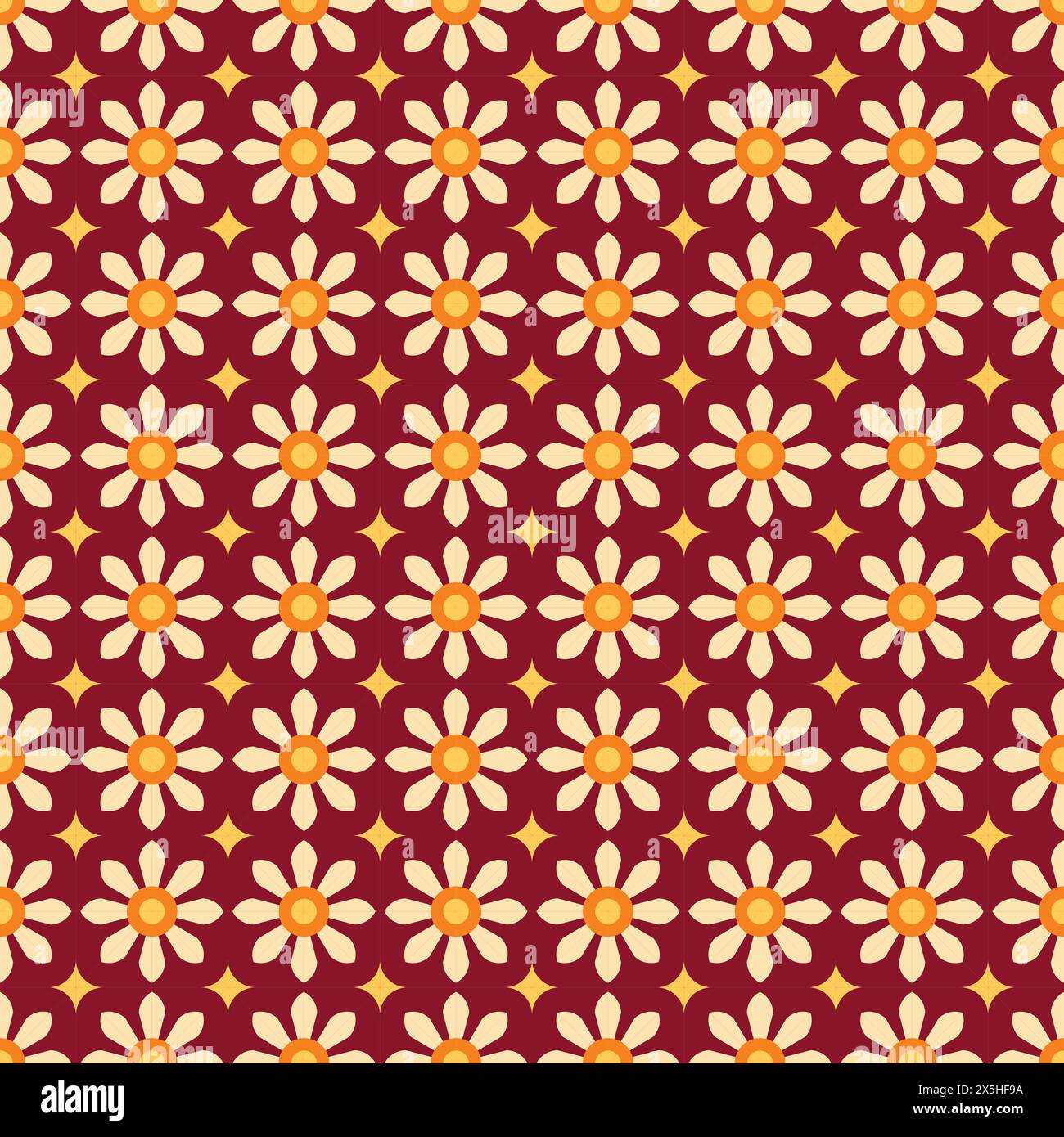 Tile Flower Seamless Pattern, decorative background. ornament vector Stock Vector