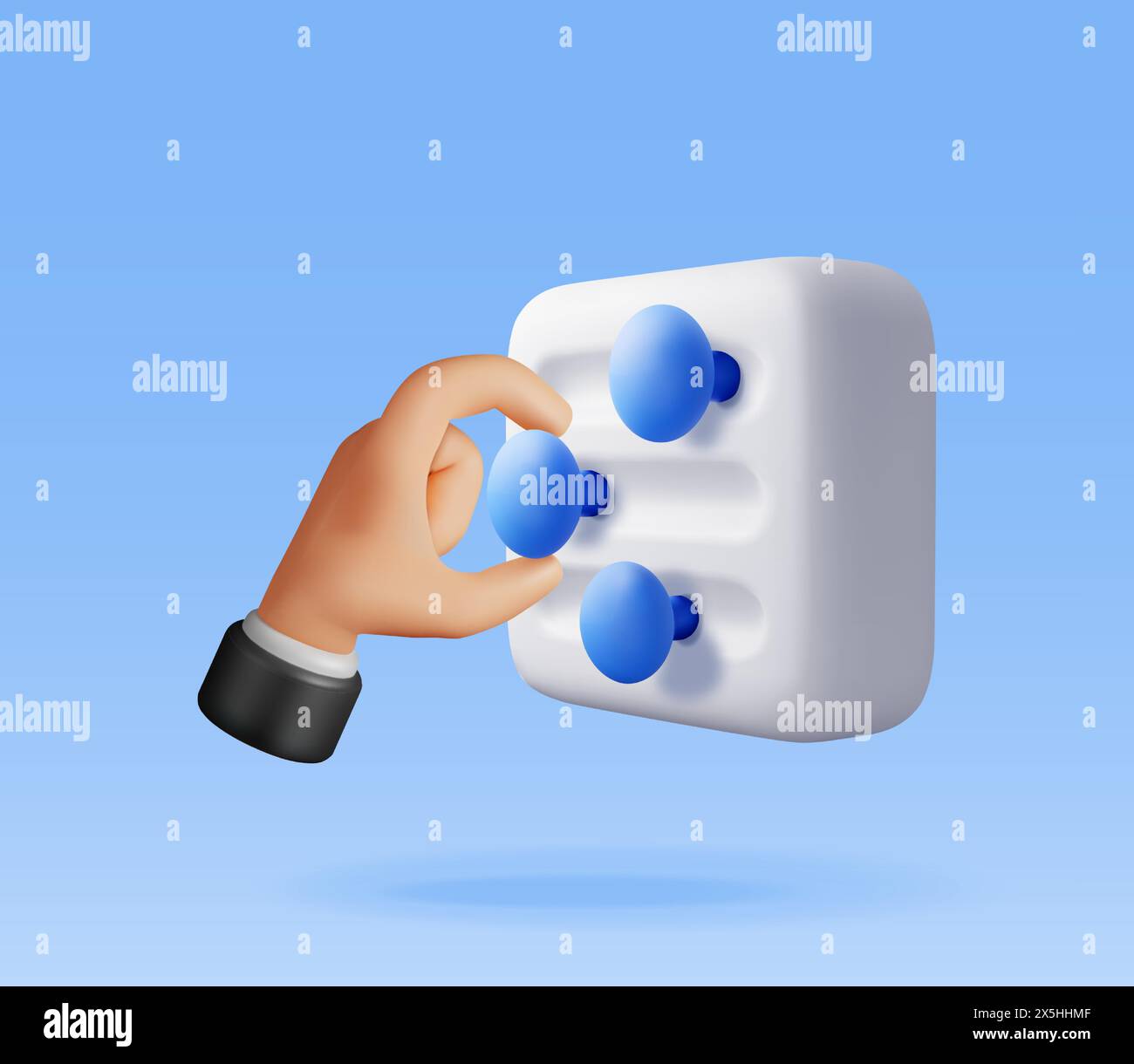 3D filter button and hand Stock Vector