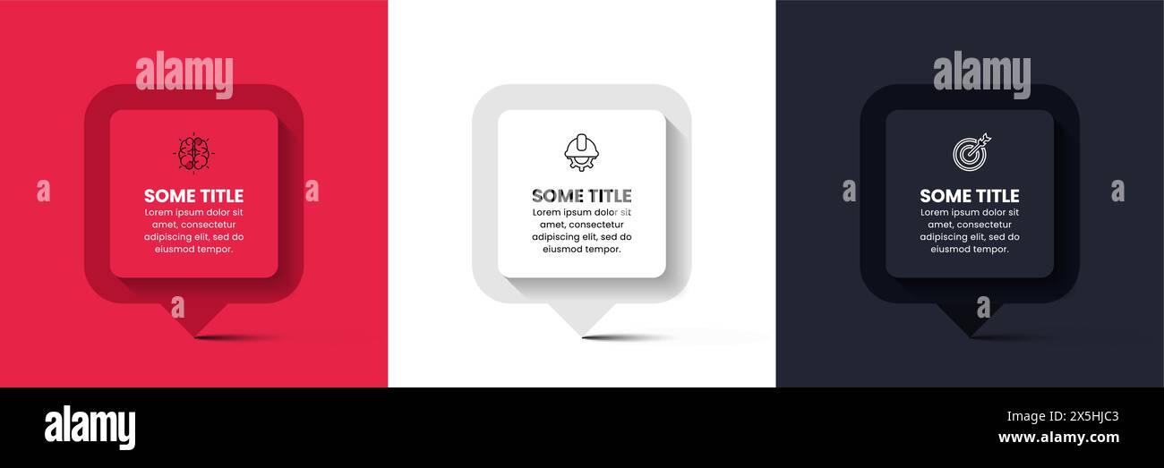 Infographic template with icons and 3 options or steps. Squares. Can be ...
