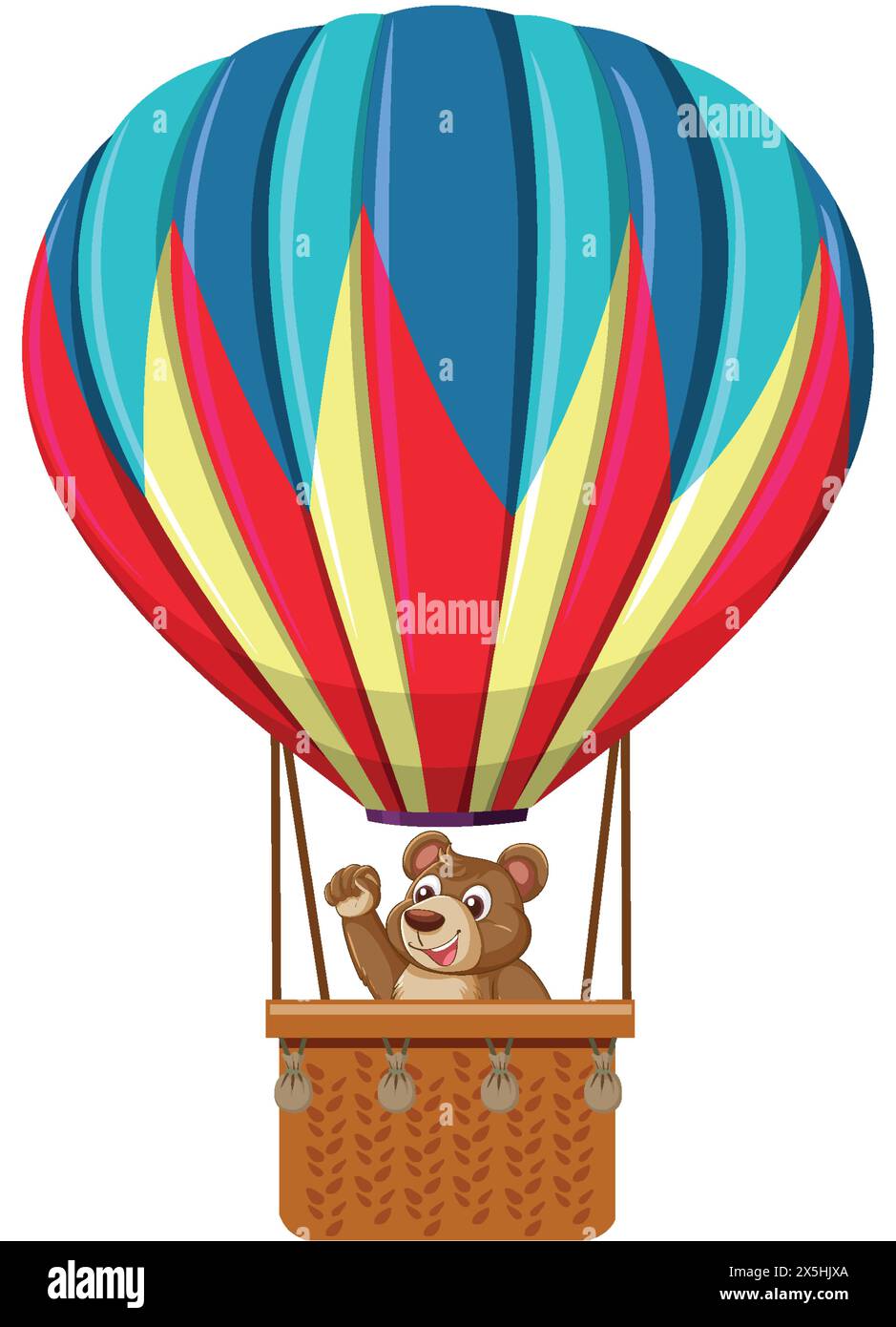 Vector illustration of a bear flying a balloon Stock Vector Image & Art