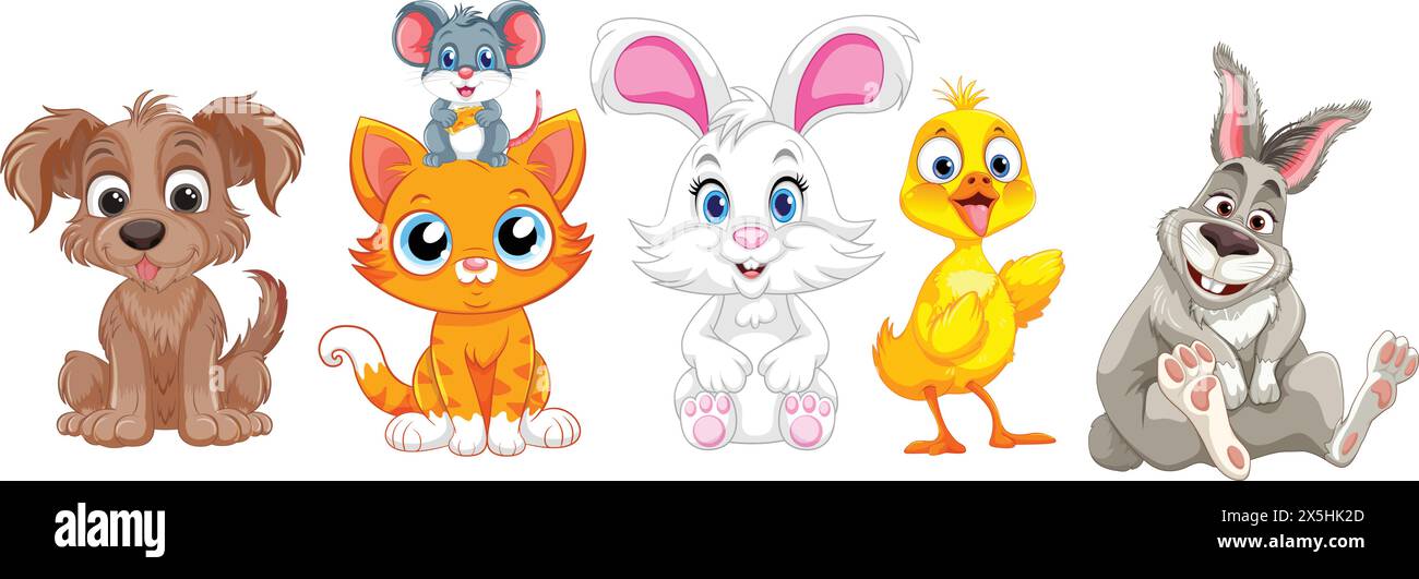 Vector illustration of various adorable animals Stock Vector Image ...