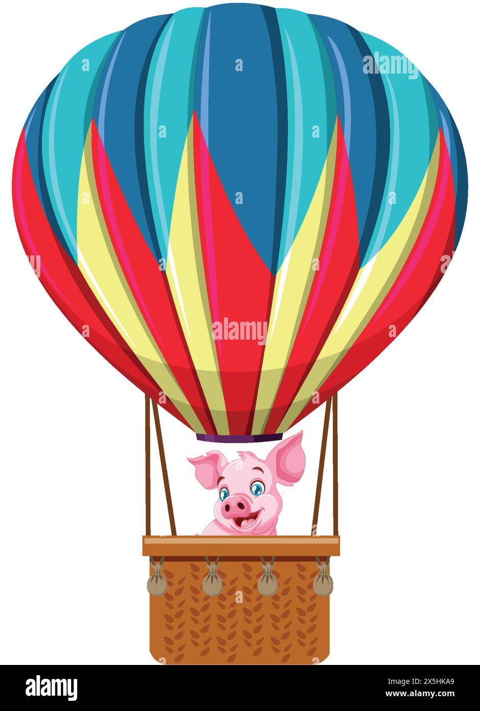 Cartoon pig flying in a vibrant balloon Stock Vector Image & Art - Alamy