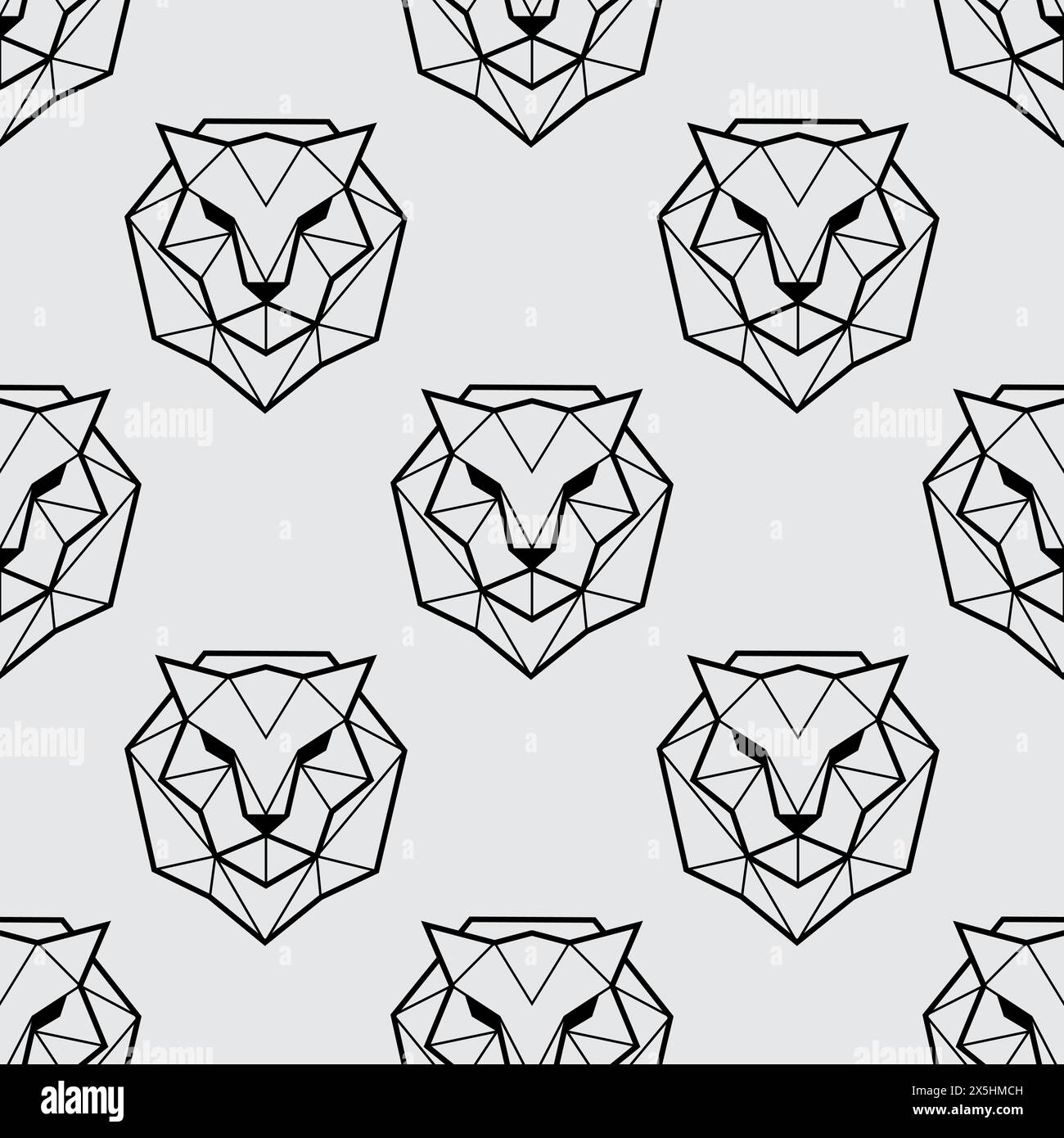 tiger face line seamless pattern, tiger wallpaper with black and gray color Stock Vector