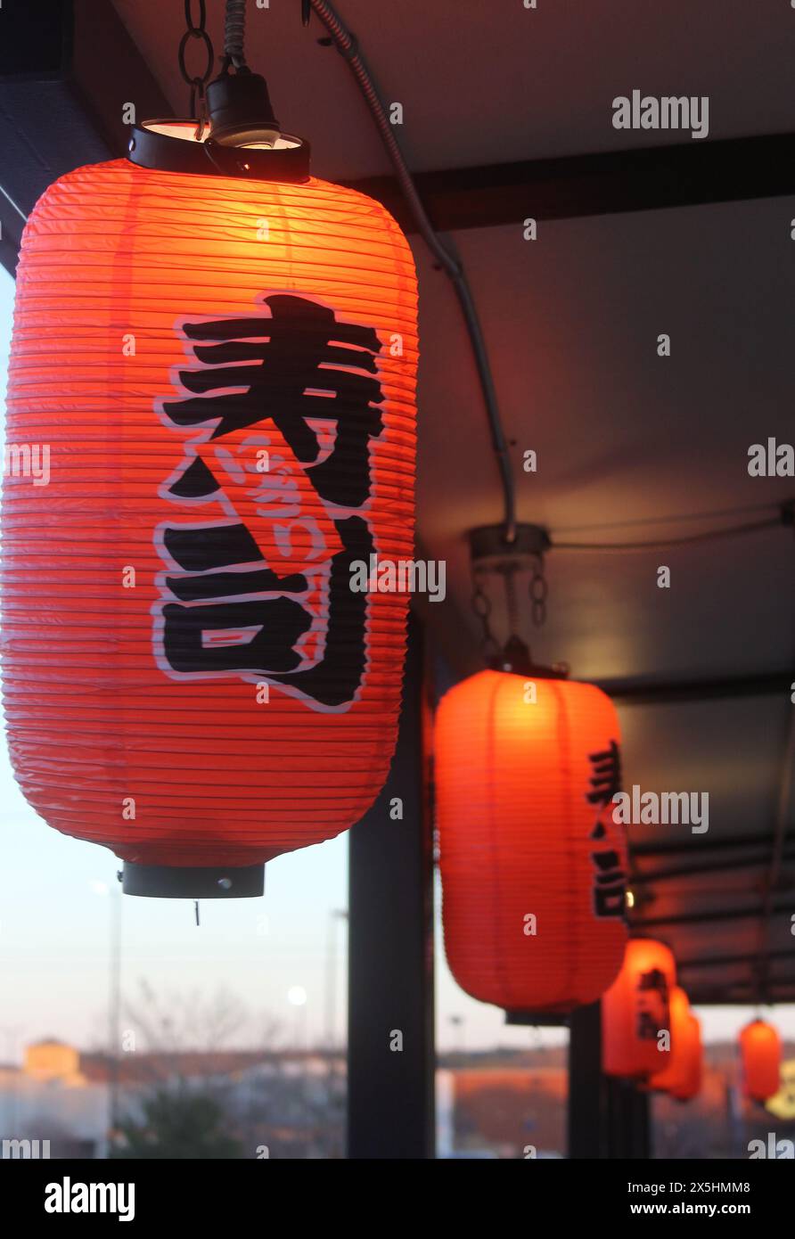 Tyler, TX - January 1, 2024: Sushi Lanterns at Shoguns Japanese Steak