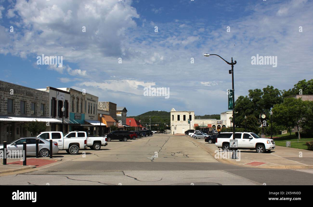 Burnet TX June 8 2023: Historic Downtown Burnet Texas With