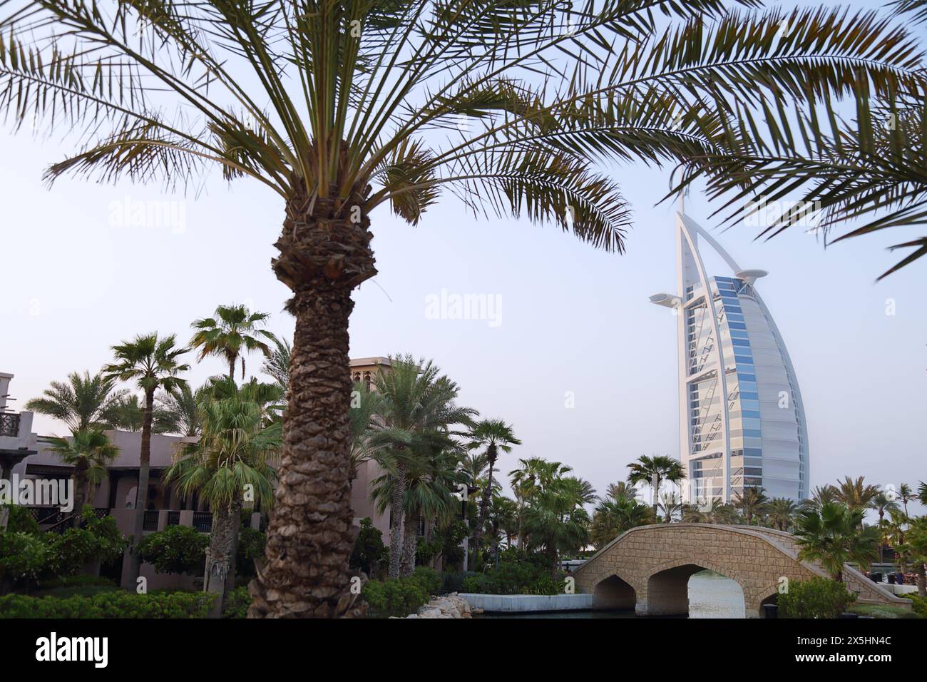 Dubai, UAE - september 8, 2023: Exterior of Souk Madinat Jumeirah and Burj al Arab Stock Photo