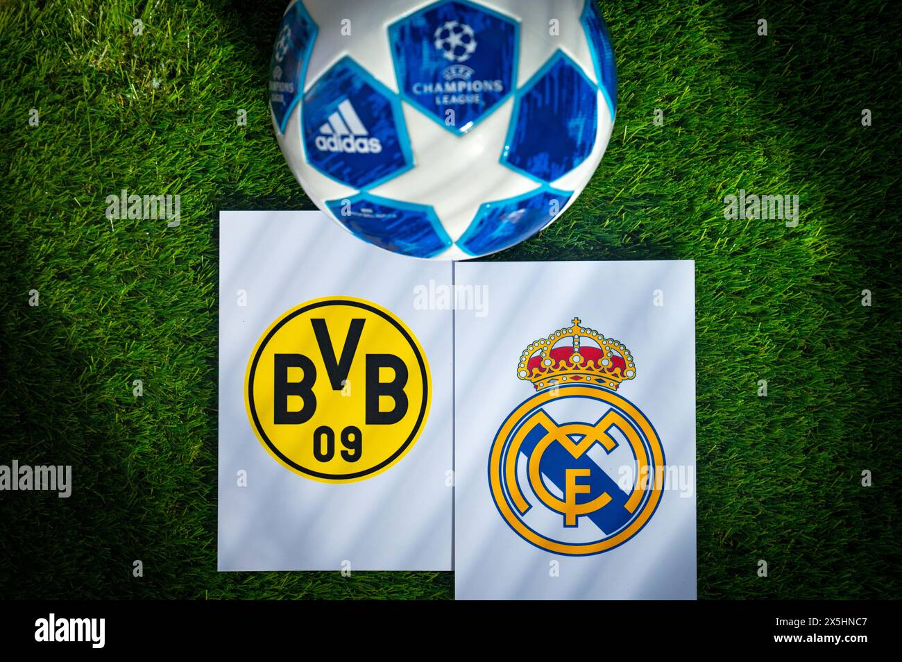 LONDON, ENGLAND, MAY 10, 2024: Borussia Dortmund (GER) vs Real Madrid (ESP). Final of UEFA Champions League 2024. UCL football final game at Wembley s Stock Photo