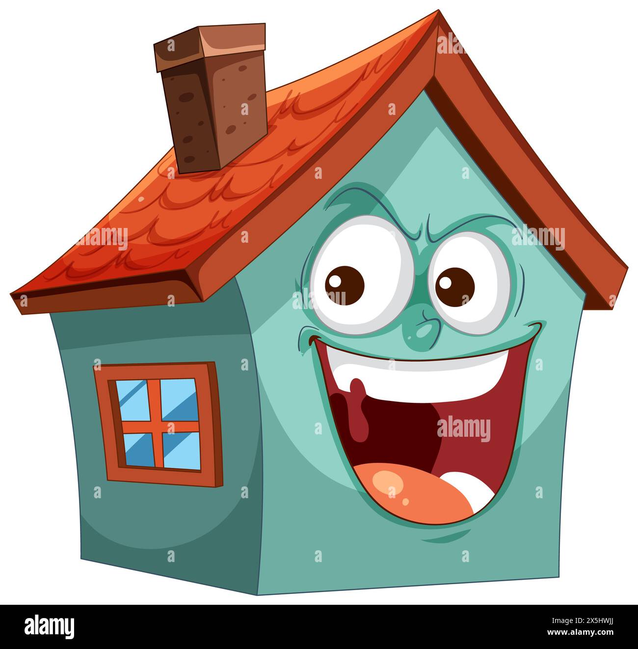 Colorful, animated house with a cheerful face Stock Photo - Alamy
