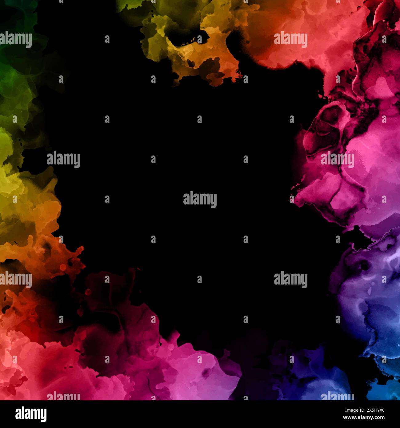 Abstract dark multi coloured hand painted alcohol ink background Stock Vector