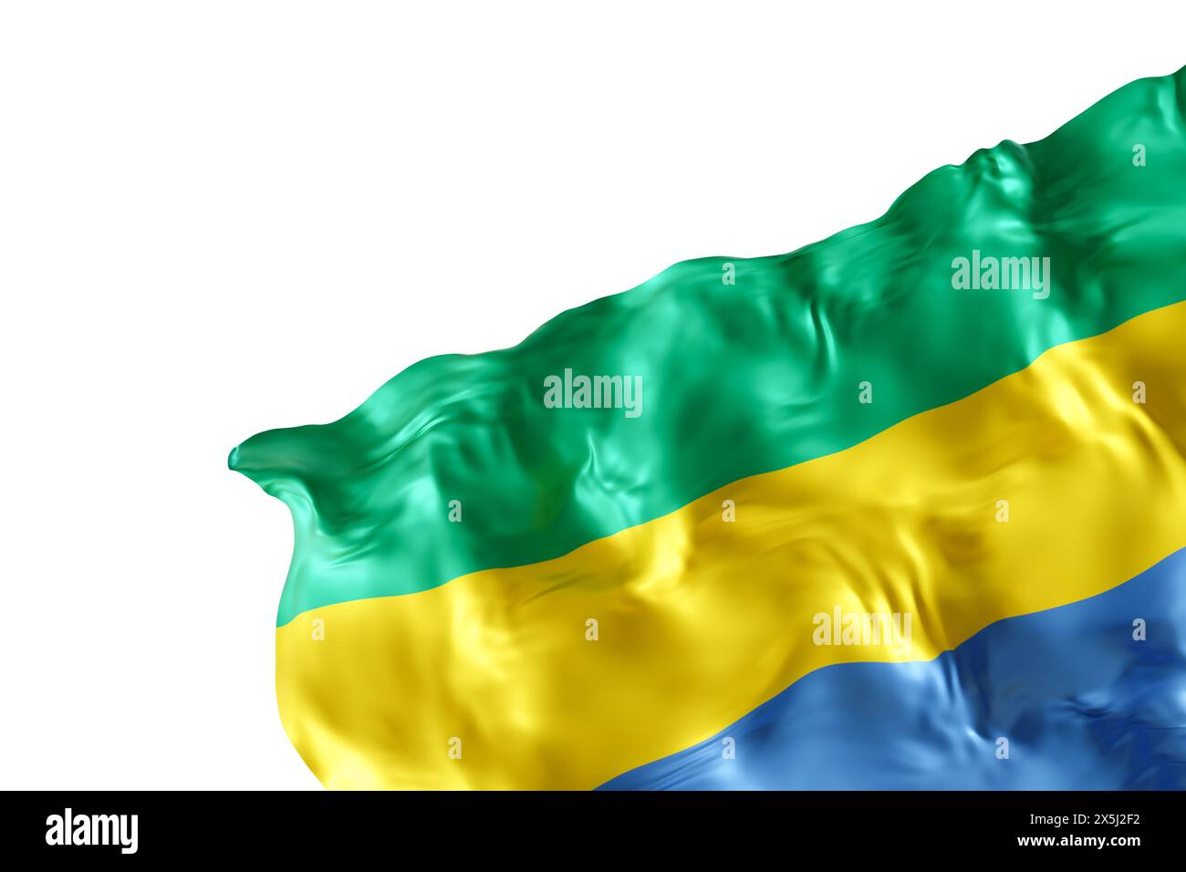 Realistic flag of Gabon with folds, isolated on white background ...