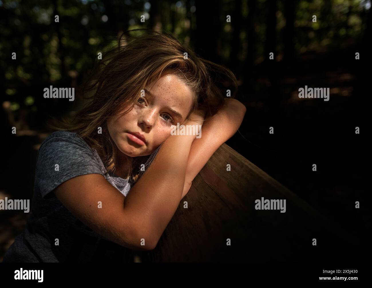 Portrait of Beautiful girl with freckles Stock Photo