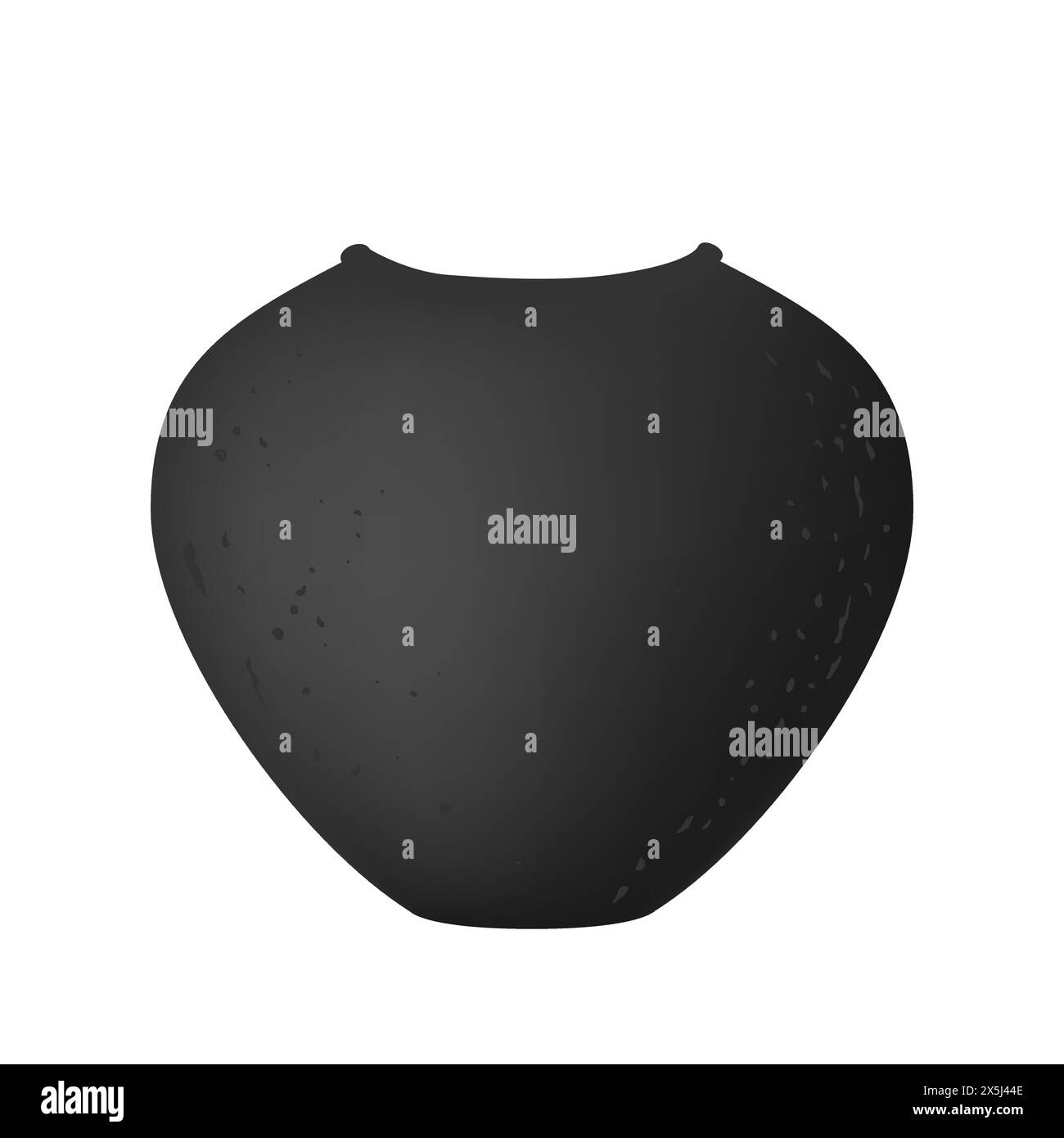 Realistic black round vase in elegant minimal style. Vintage clay