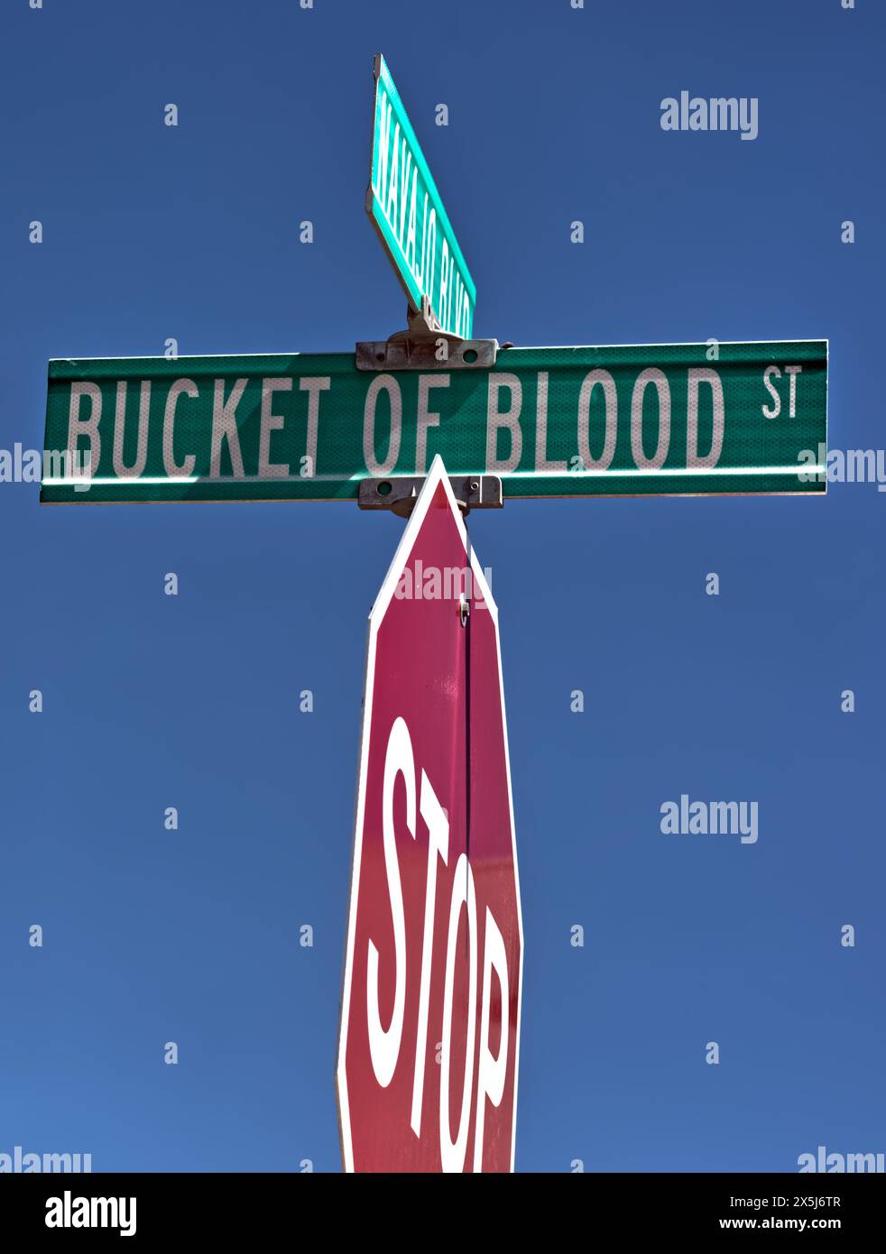 Bucket of Blood Street Sign in Holbrook AZ Stock Photo Alamy